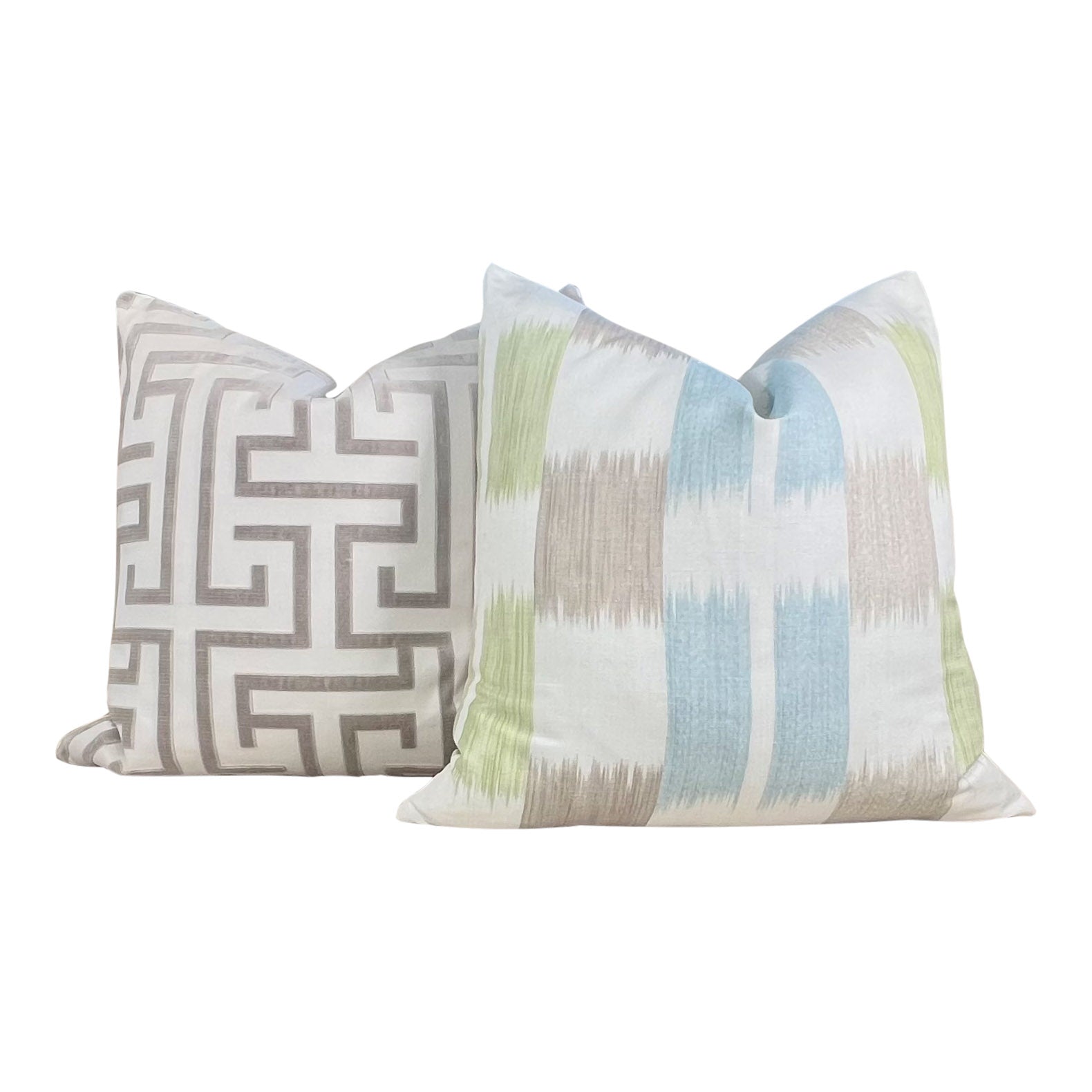 Thibaut Kasuri Pillow in Spa Blue and Green.