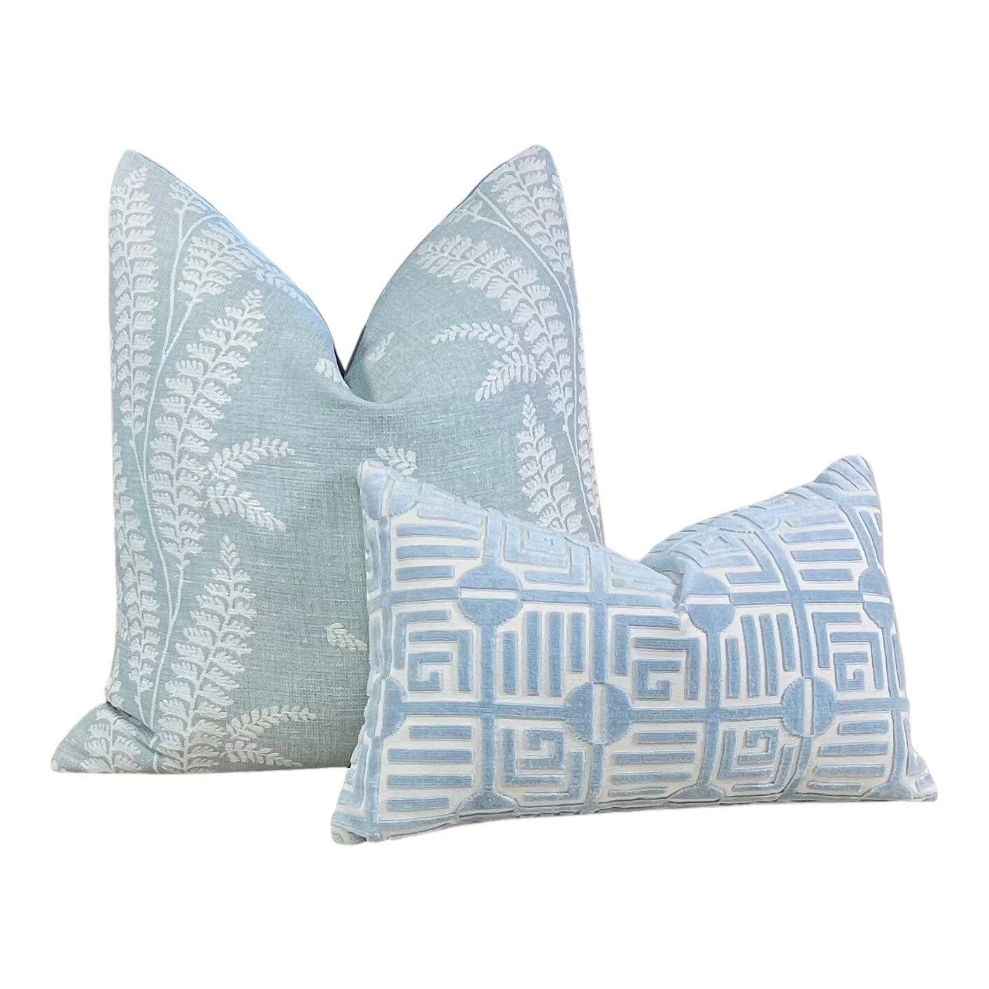 Thibaut Ensbury Fern Woven Pillow in Soft Blue.