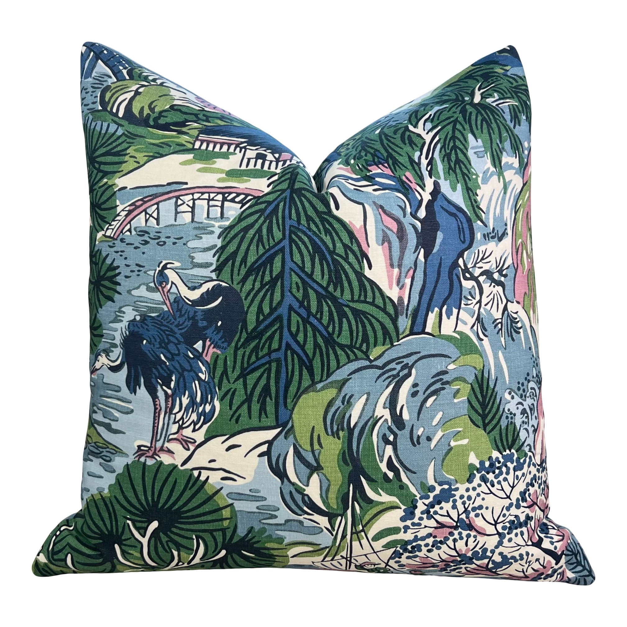 Thibaut Pagoda Trees Cover in Blue and Lavender