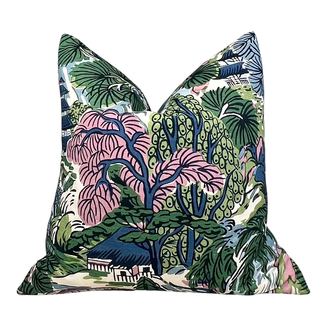 Thibaut Pagoda Trees Cover in Blue and Lavender