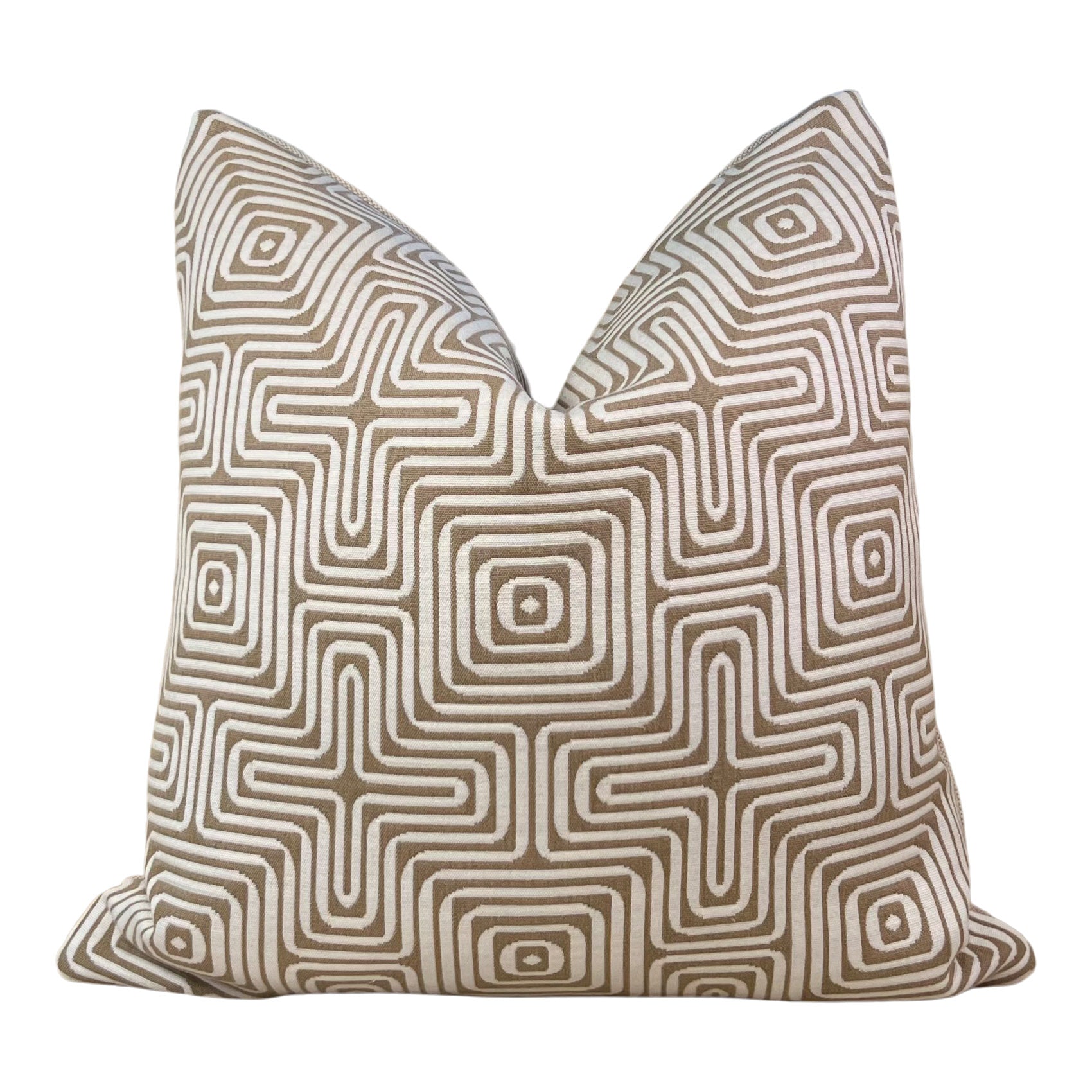 Schumacher Amazing Maze Indoor/Outdoor Decorative Pillow in Sand