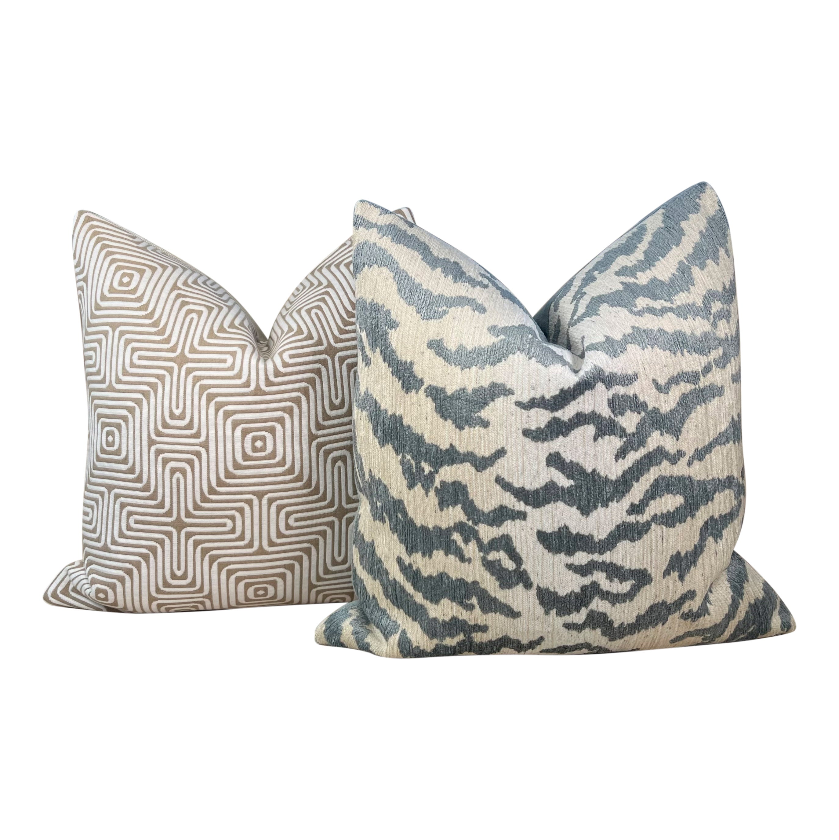 Schumacher Amazing Maze Indoor/Outdoor Decorative Pillow in Sand