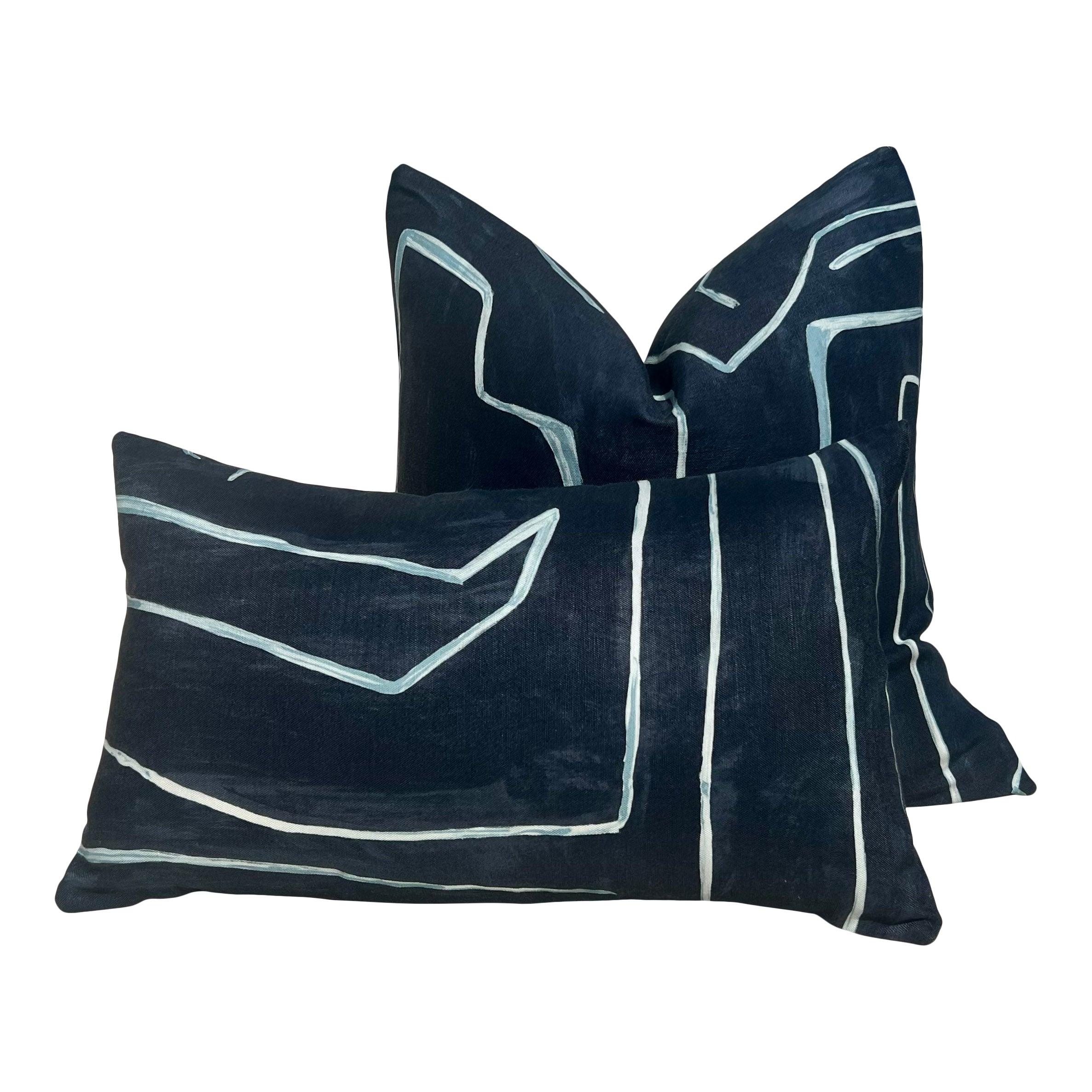 Lee Jofa Graffito Pillow in Navy