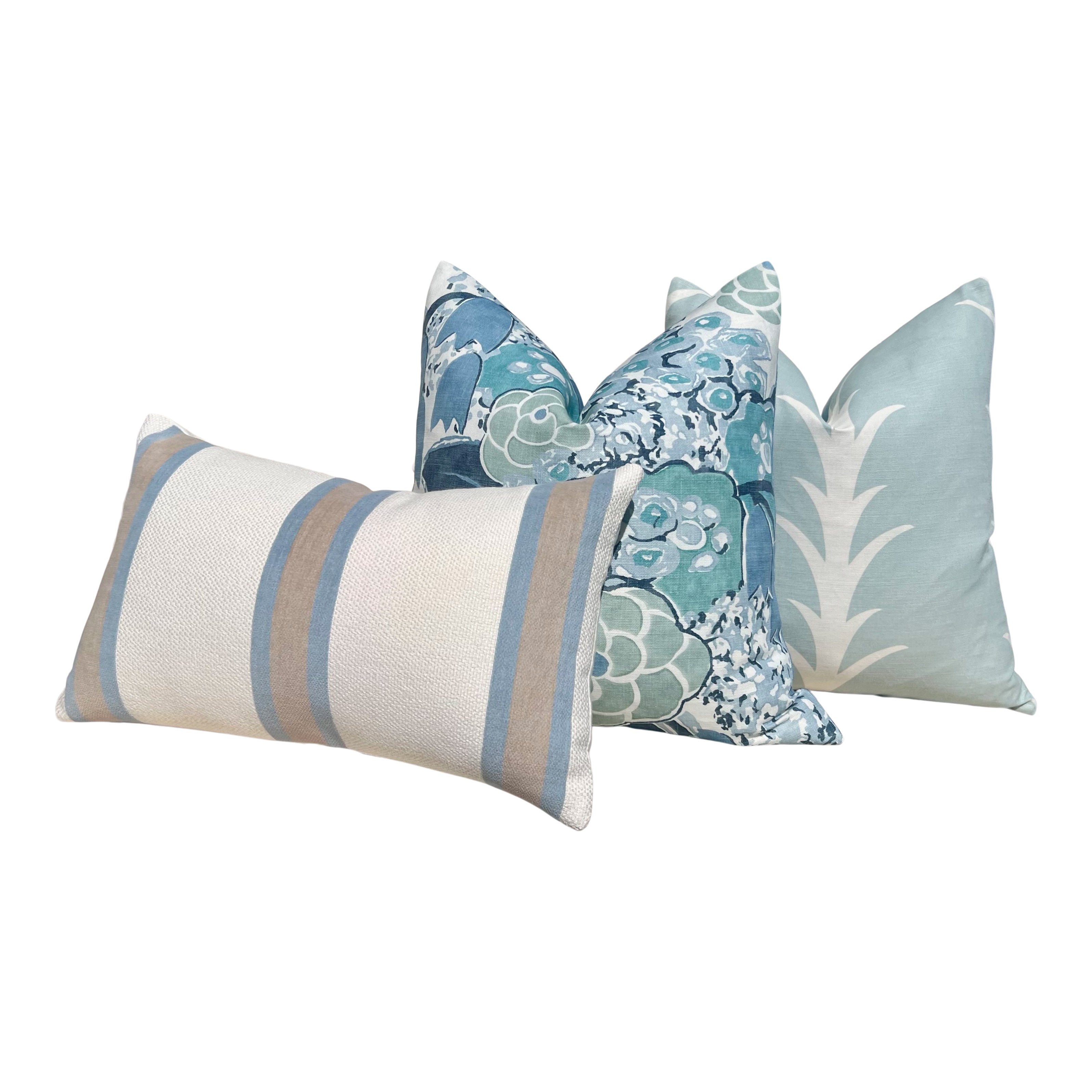 Thibaut Abito Stripe Woven Pillow in Powder Blue