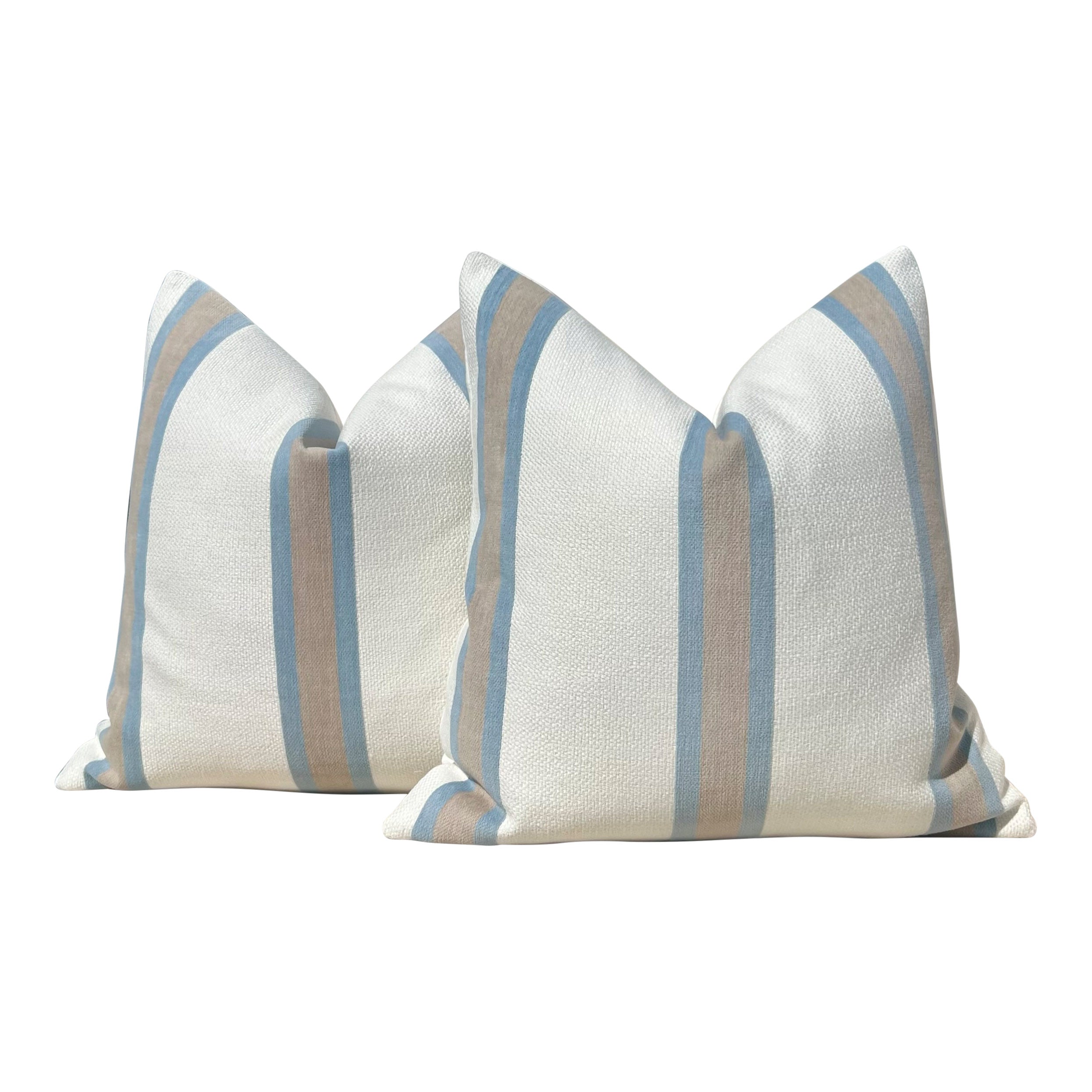 Thibaut Abito Stripe Woven Pillow in Powder Blue