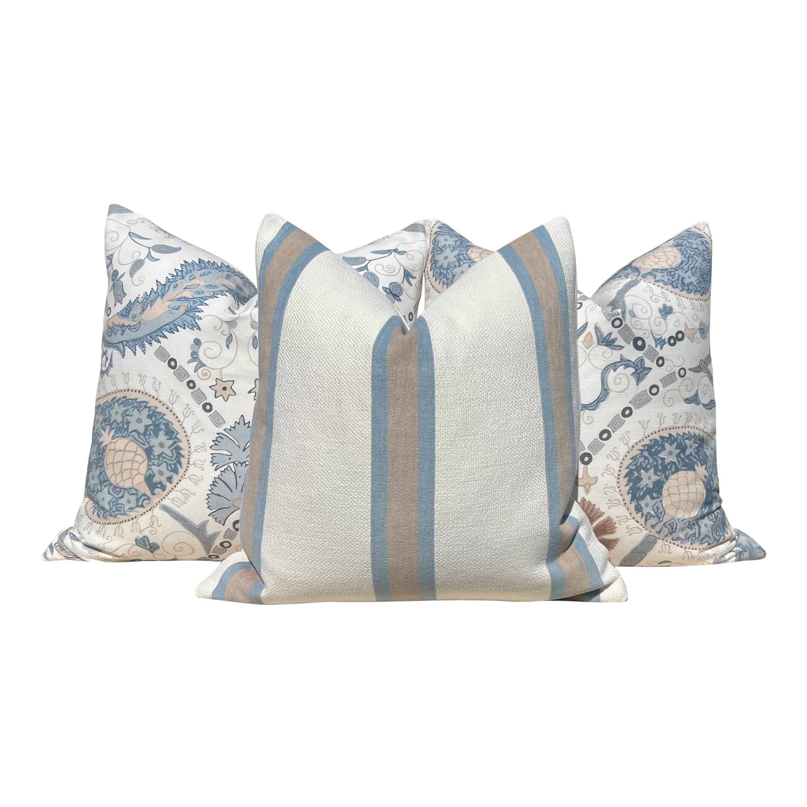 Thibaut Abito Stripe Woven Pillow in Powder Blue