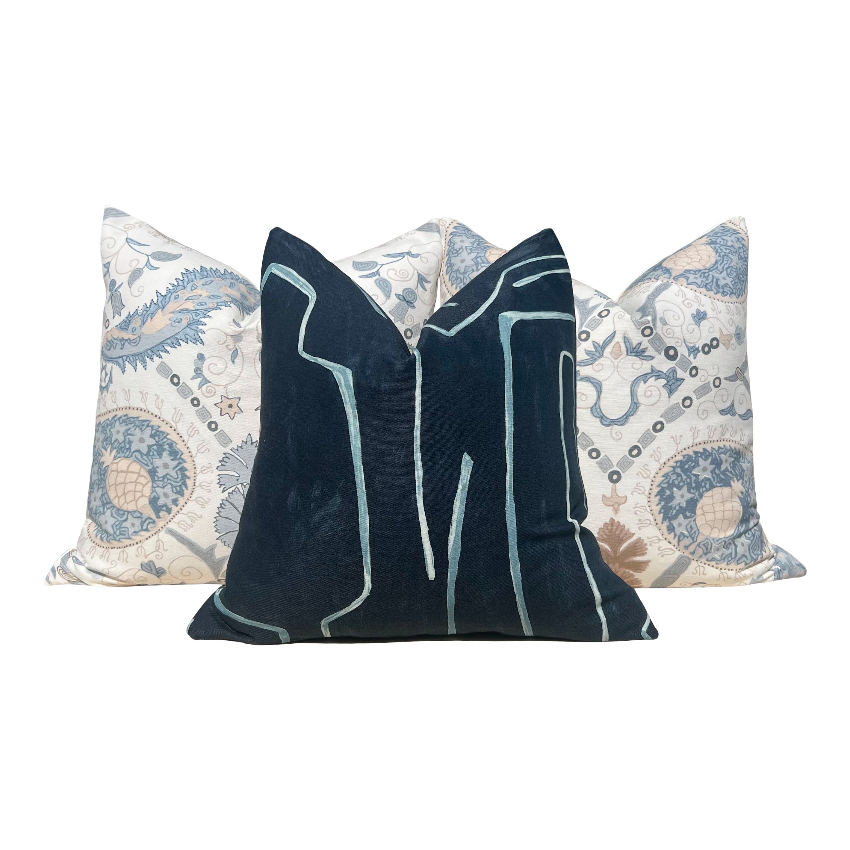 Lee Jofa Graffito Pillow in Navy