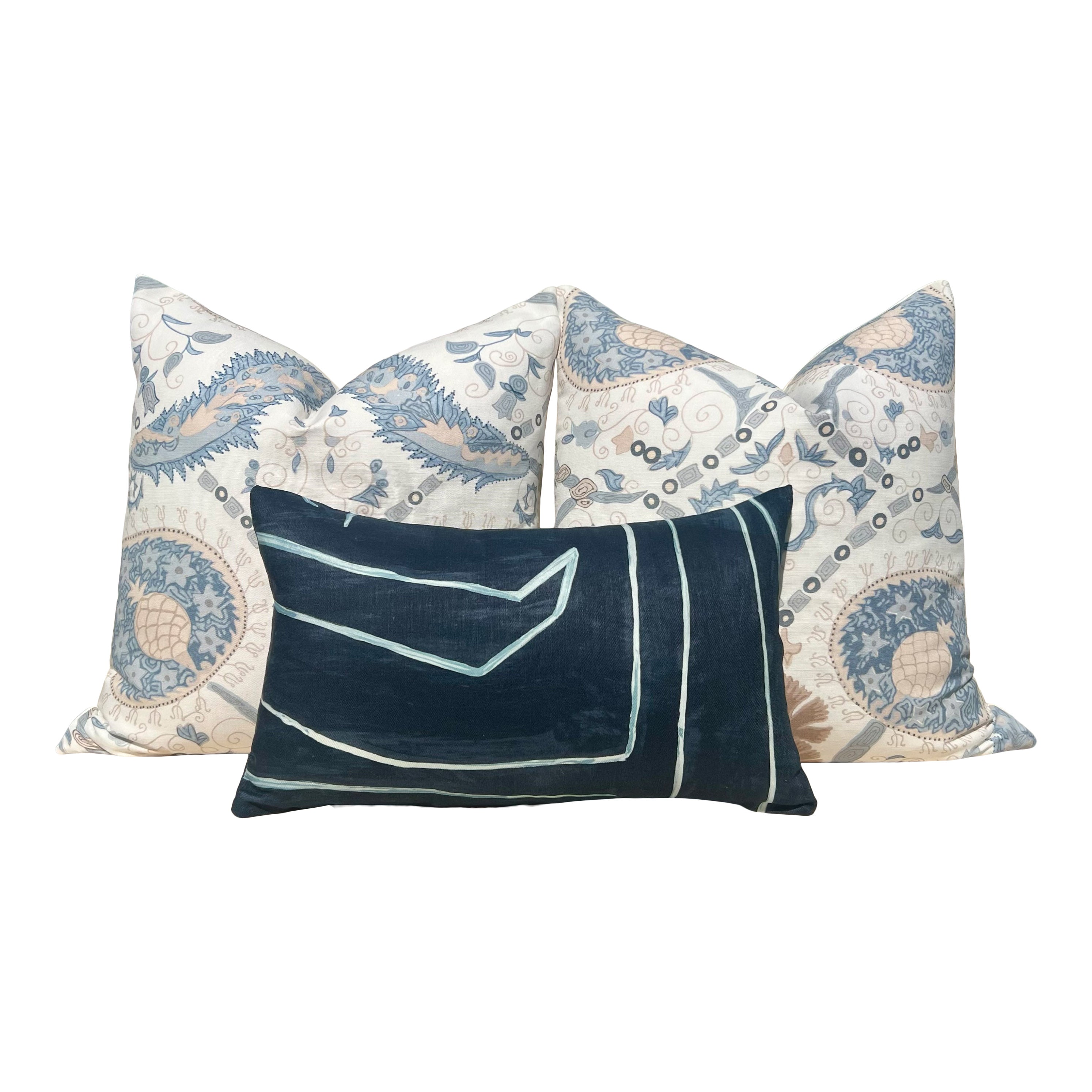 Thibaut Lewis Linen Pillow in Spa Blue