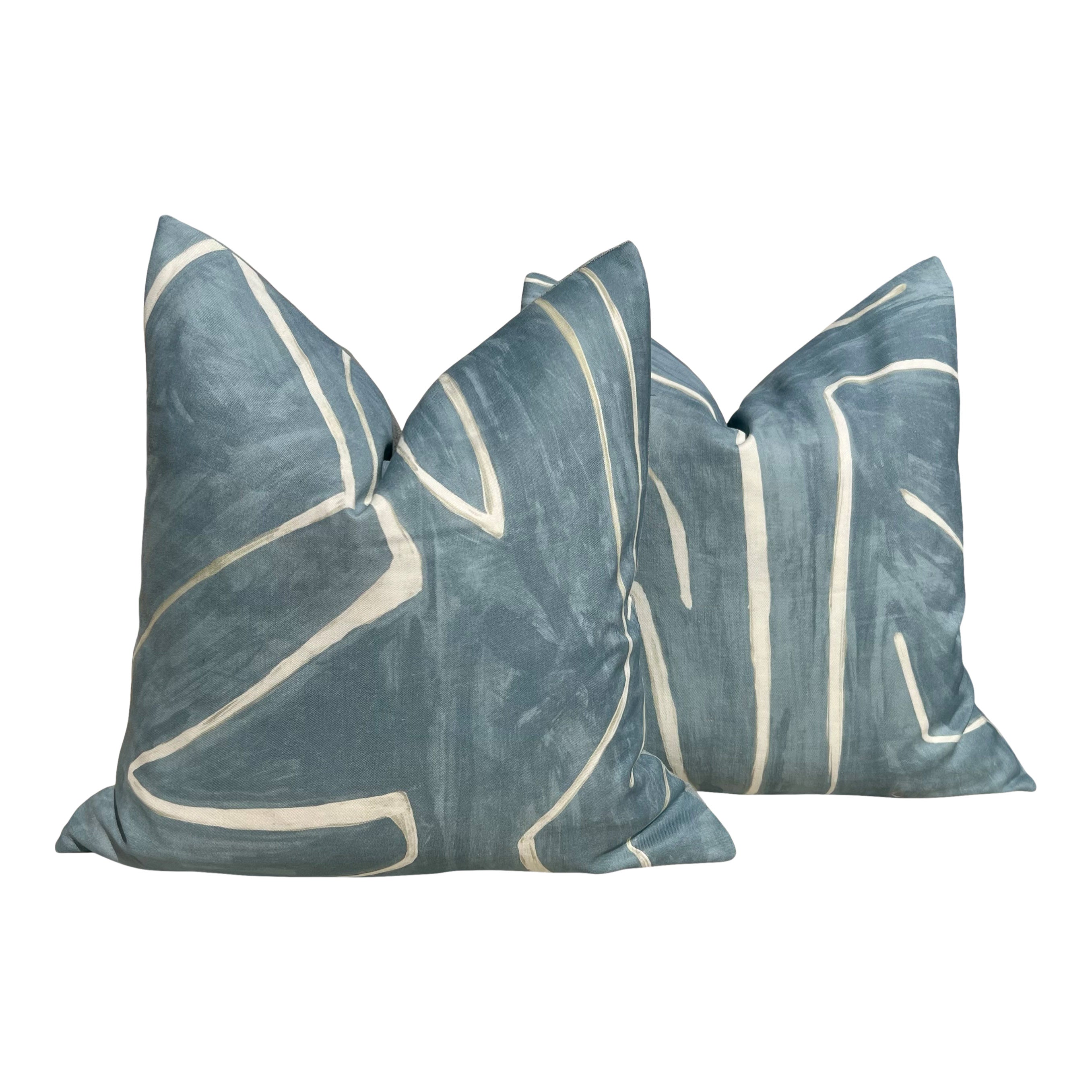 Graffito Pillow in Deep Sky – Luxury Designer Pillows