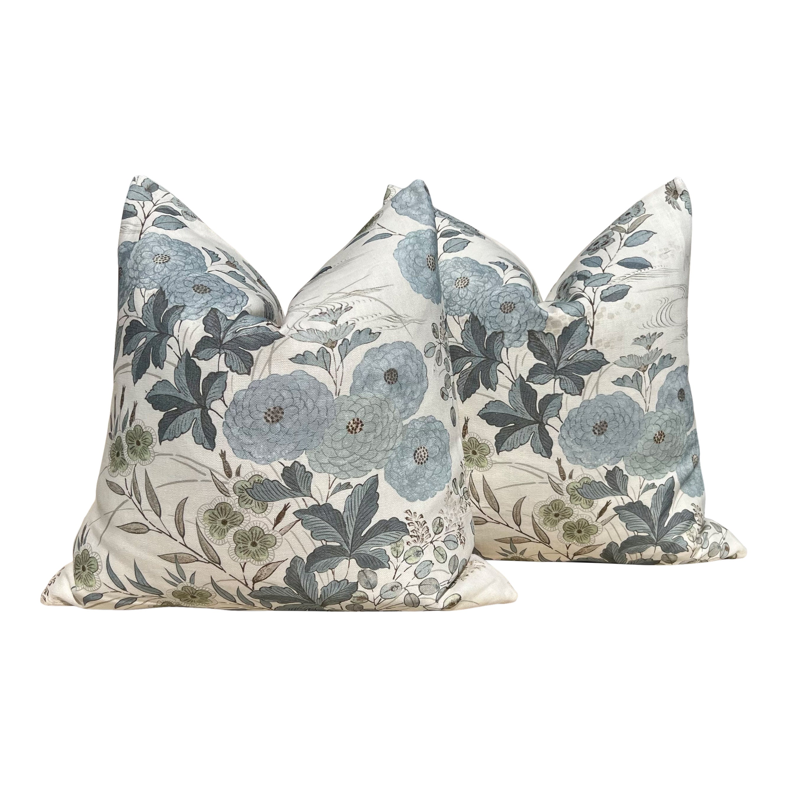 Kravet Couture Fiorella Pillow in Mineral Blue.