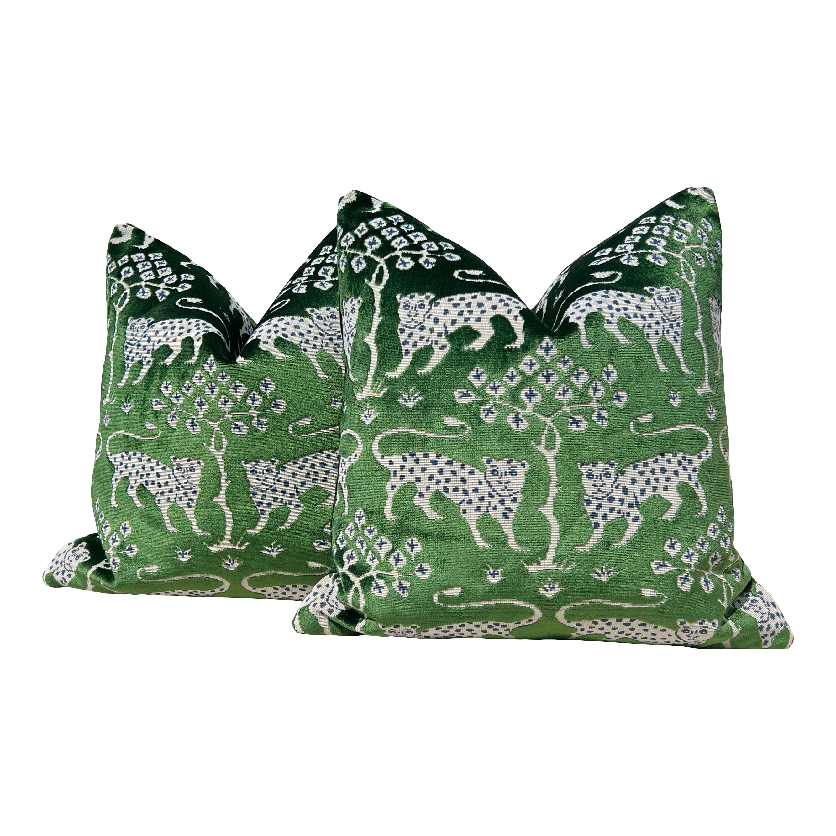 Schumacher Woodland Velvet Pillow Emerald