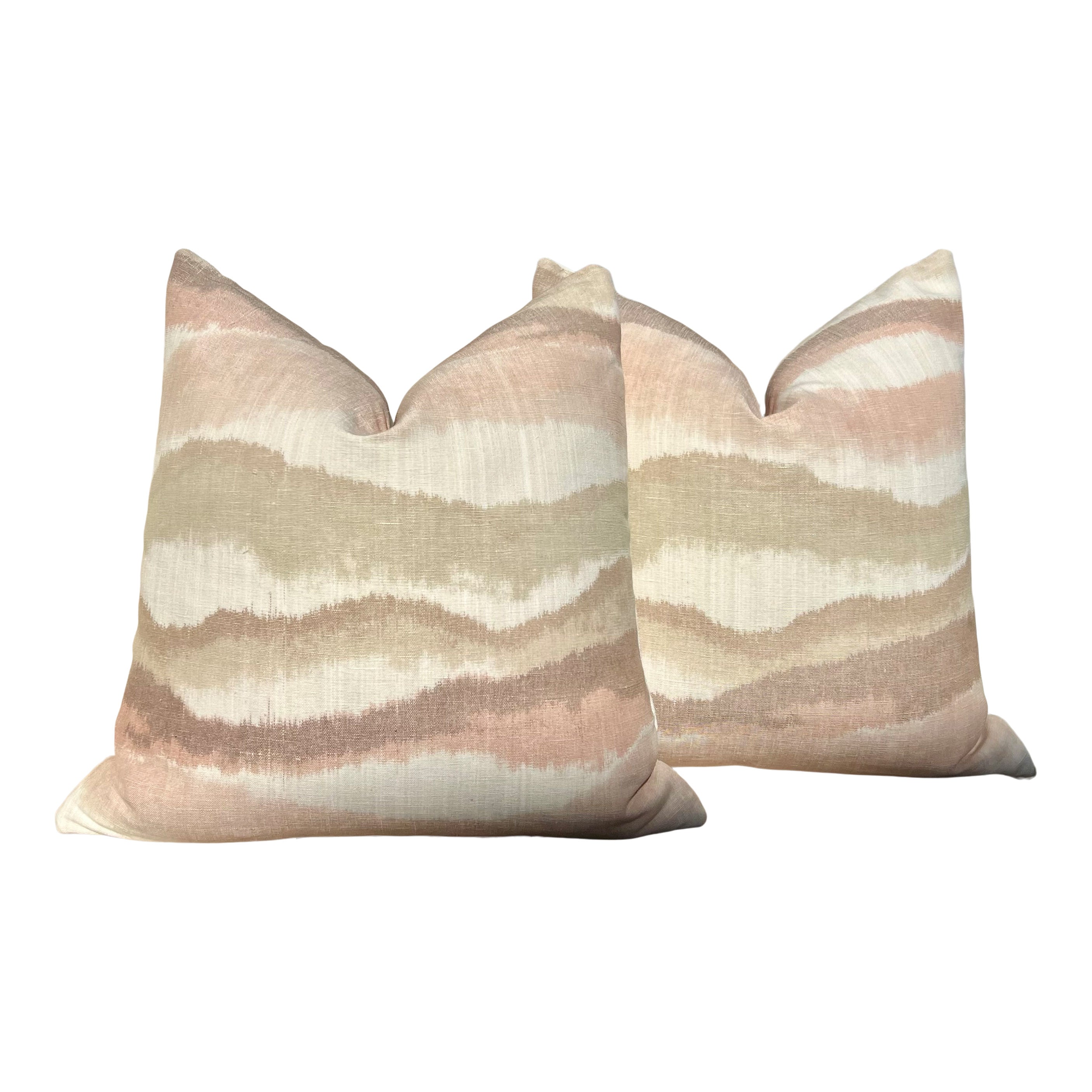 Schumacher Chandler Warp Linen Pillow Blush, Beige