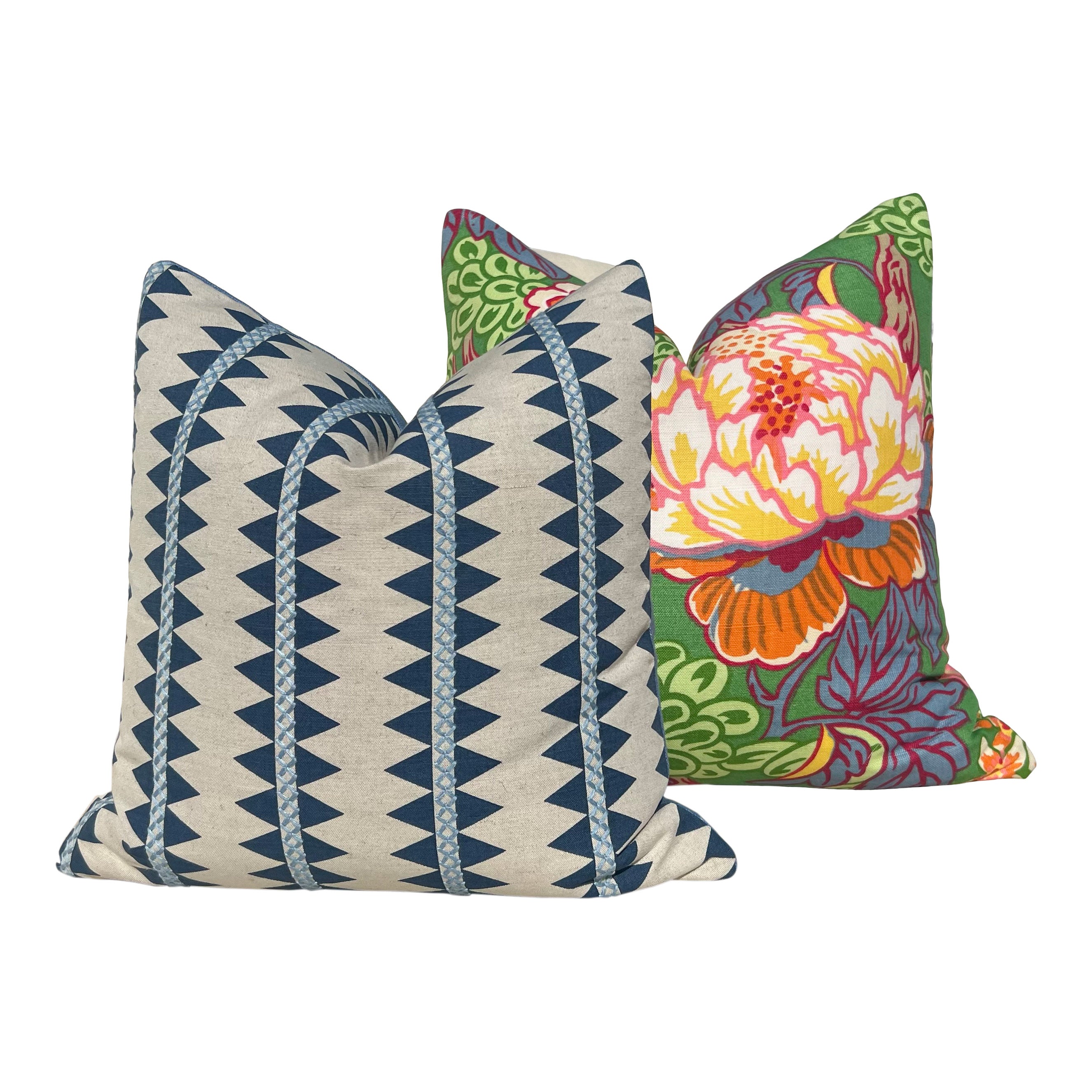 Thibaut Honshu Pillow in Green and Pink.