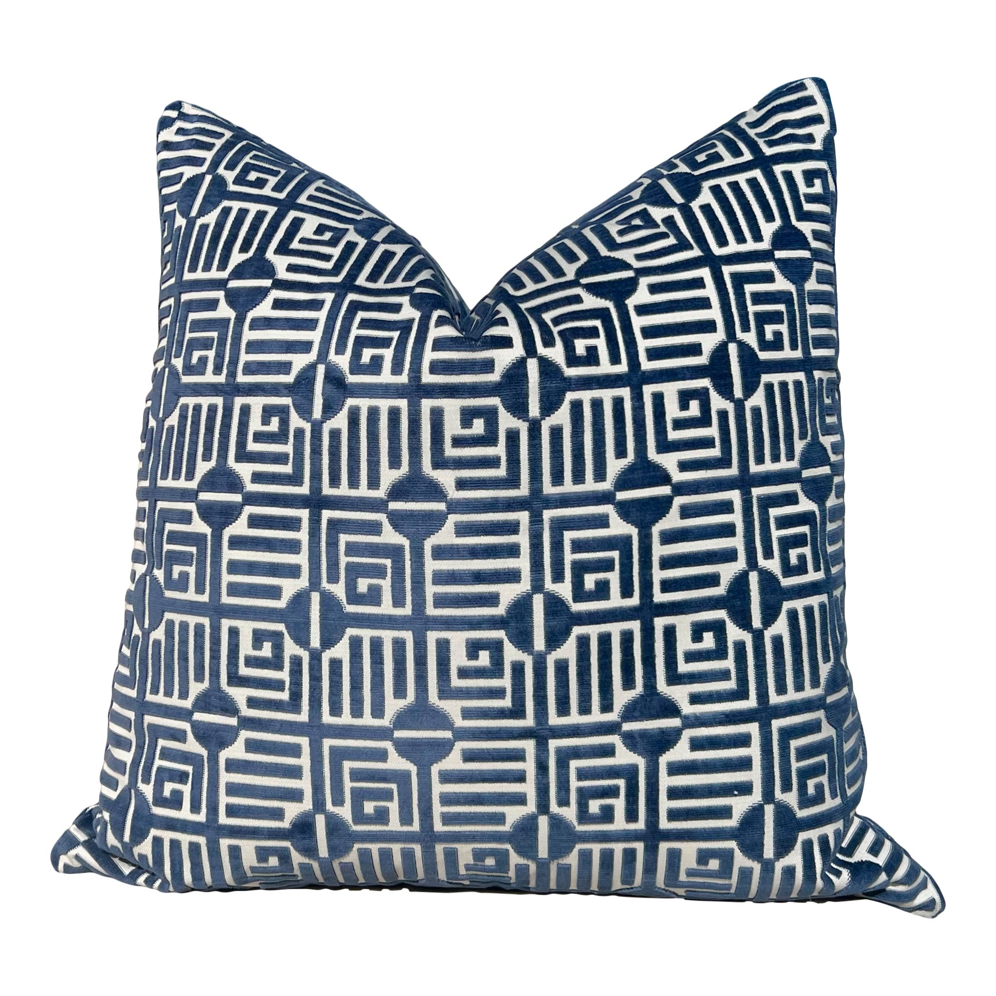 Thibaut Labyrinth Velvet Pillow - Navy