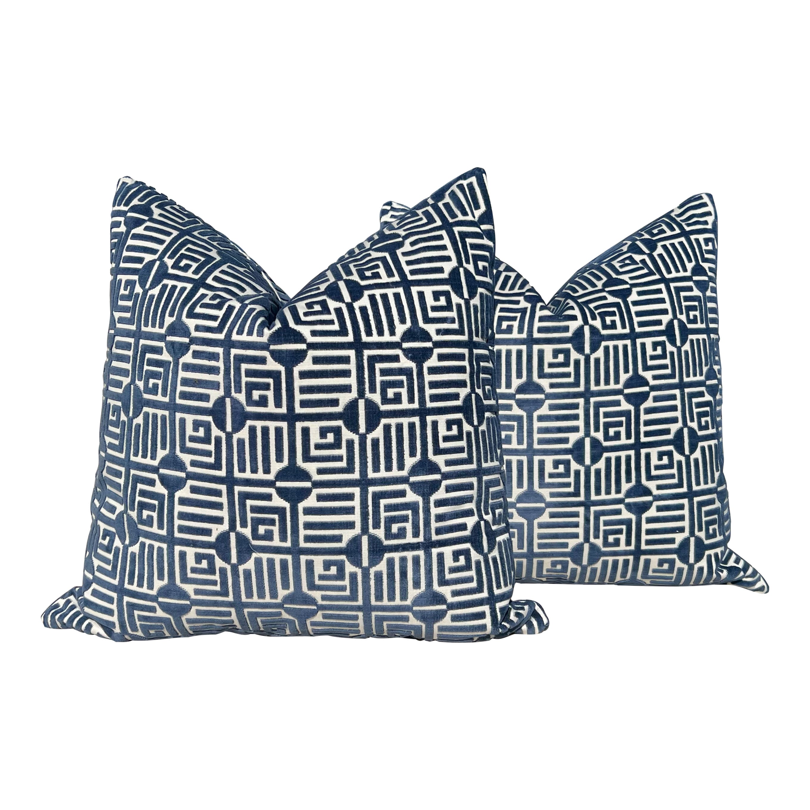 Thibaut Labyrinth Velvet Pillow - Navy