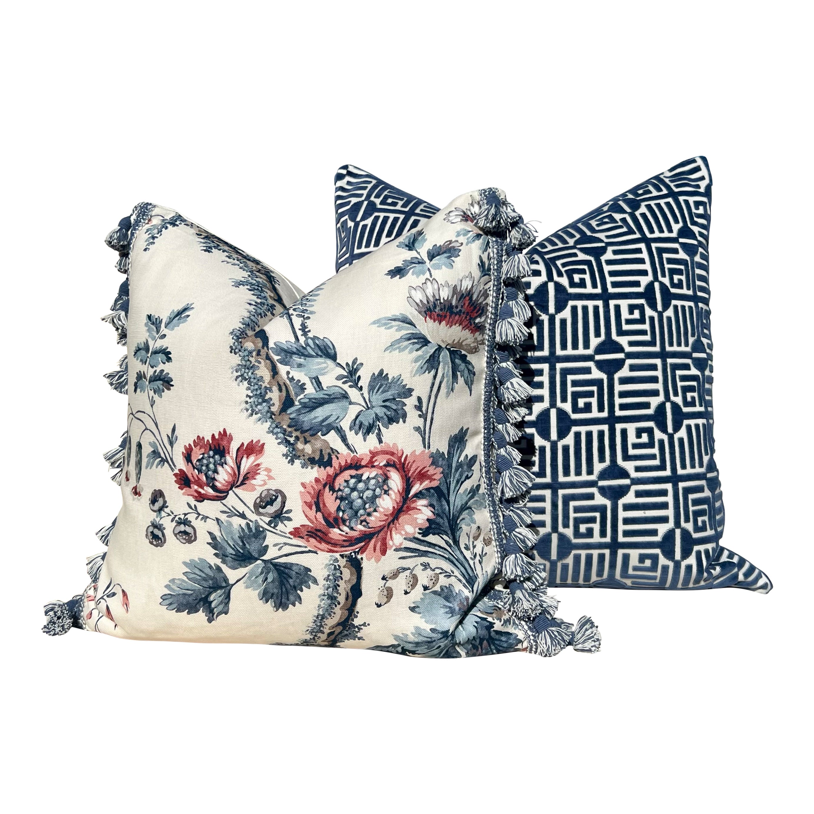Thibaut Labyrinth Velvet Pillow - Navy