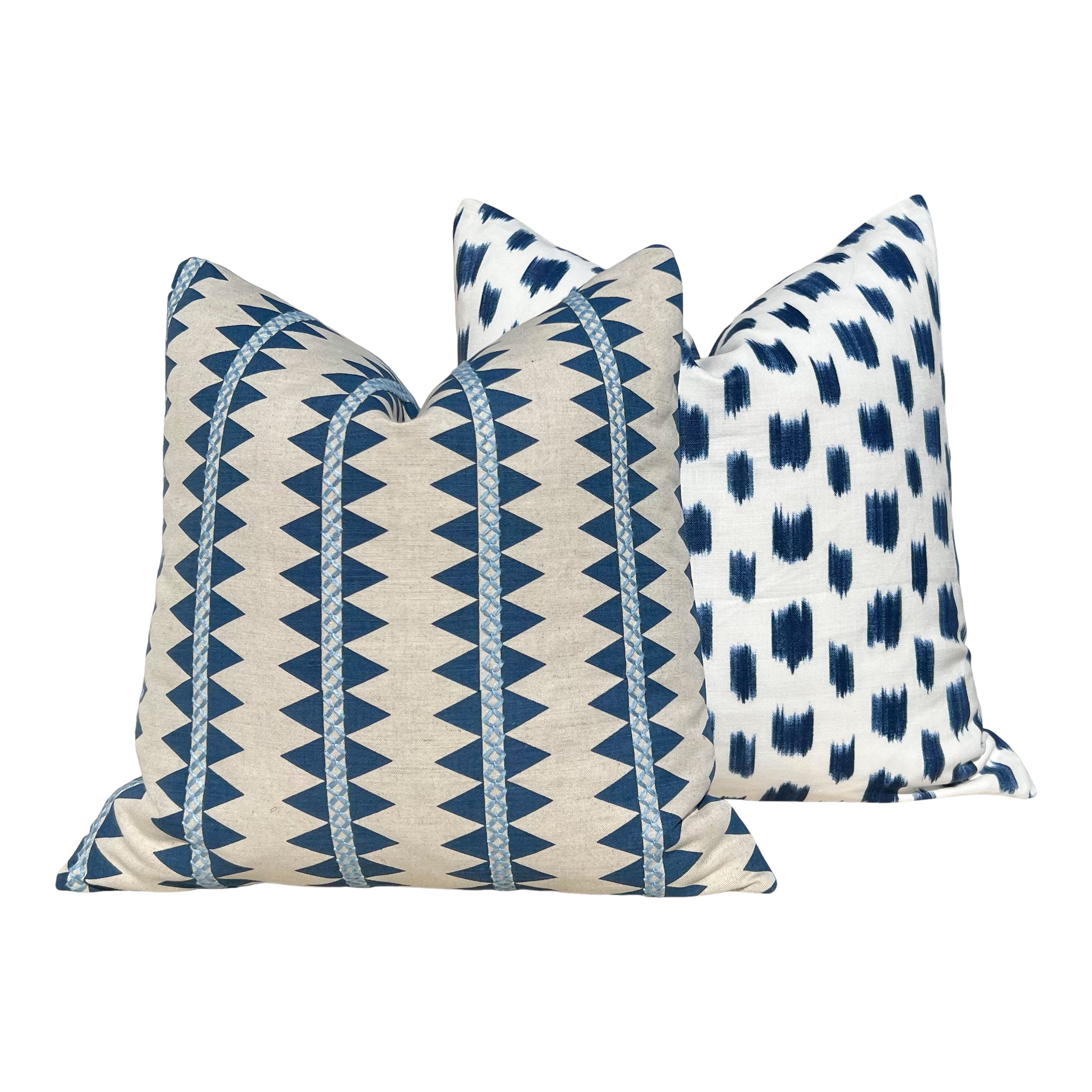 Schumacher Izmir Ikat Pillow - Blue, White