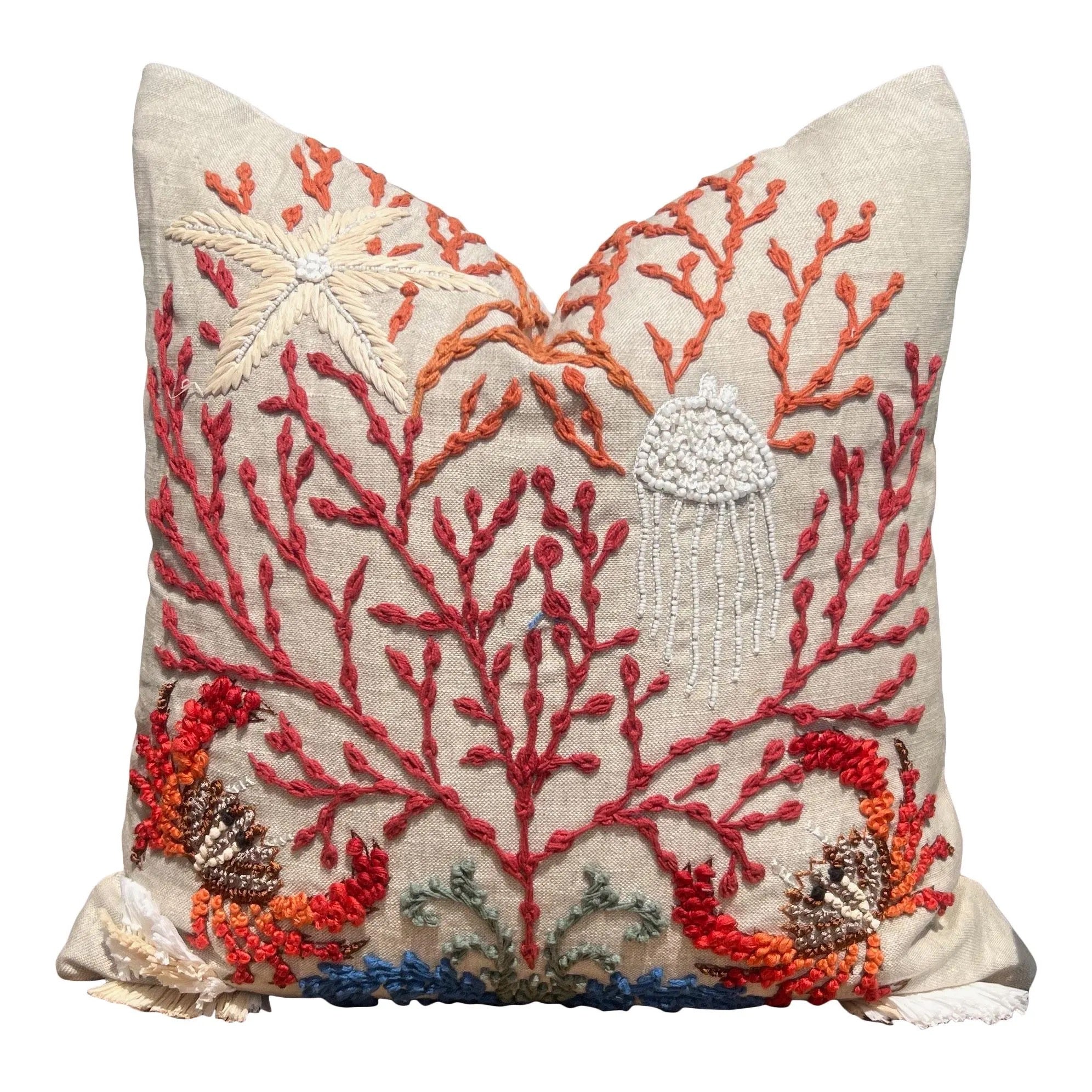 Sale!!!!!! Price is for 2 - 12"x20" Schumacher Sea Life Embroidered Pillow Covers