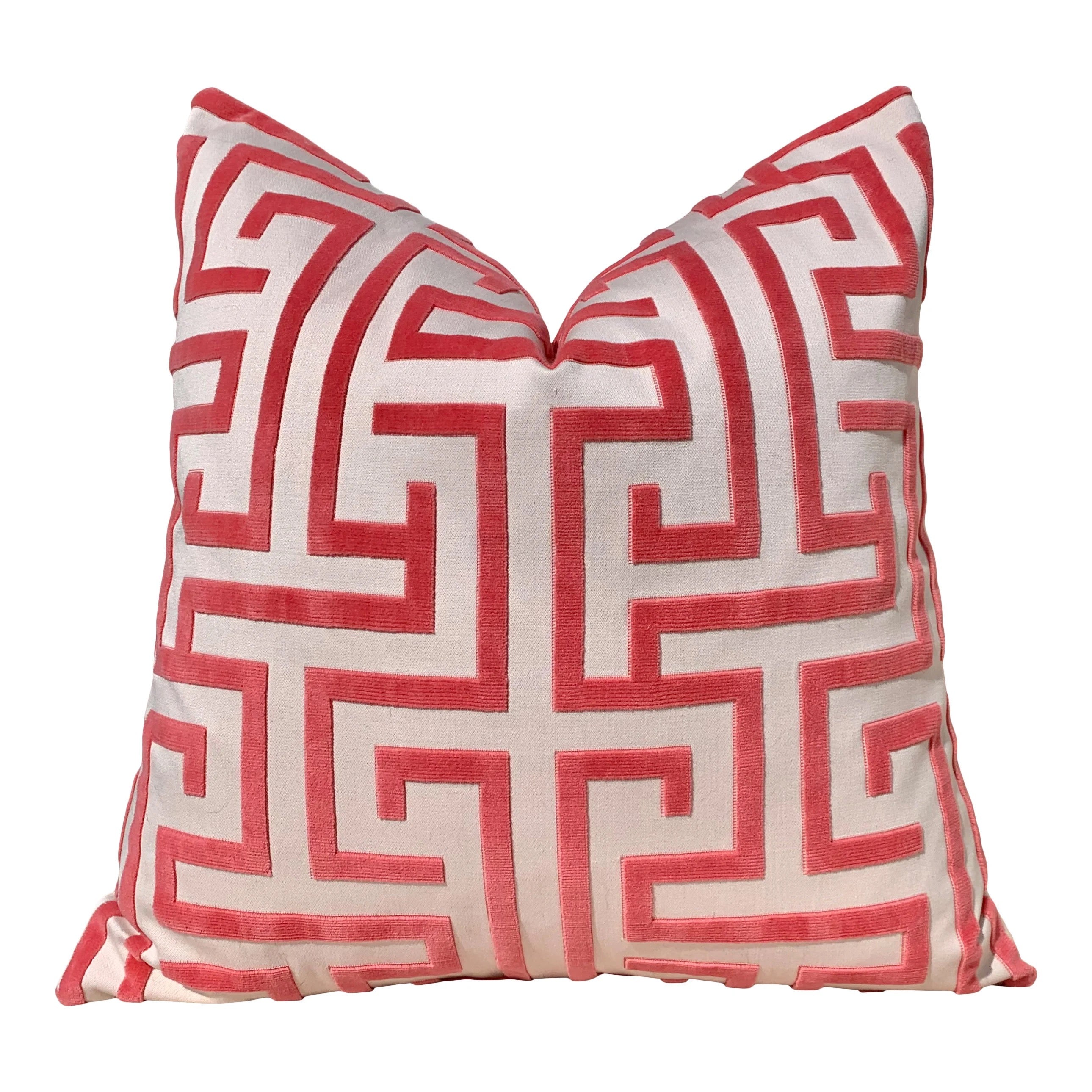 Sale!!!! Price for 1 Ready to Ship 12"X22" Thibaut Ming Trail Pillow Cover - Red