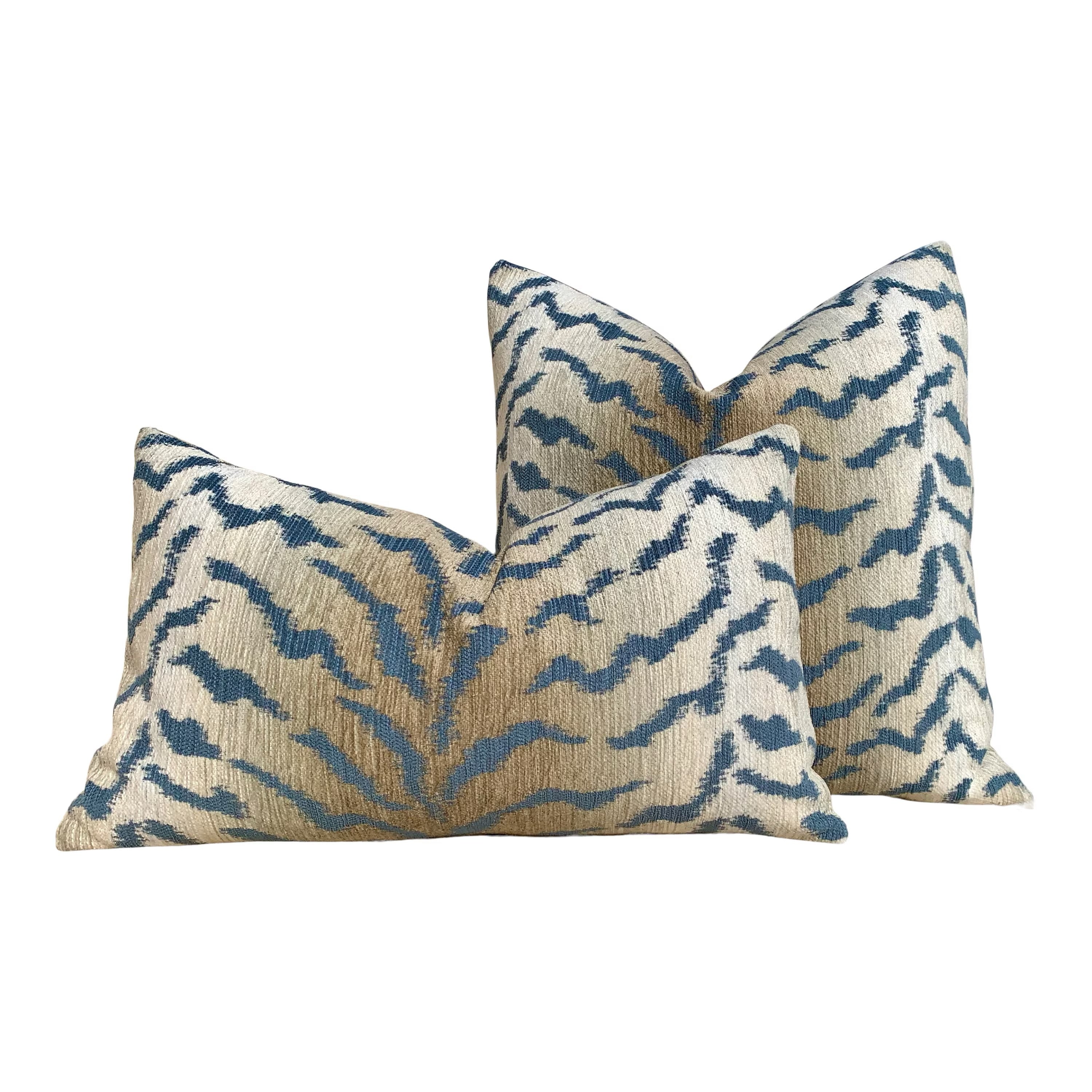 Sale!!!!! Price is for 2 9"X20" Tiger Stripes Woven Pillow Covers in Blue