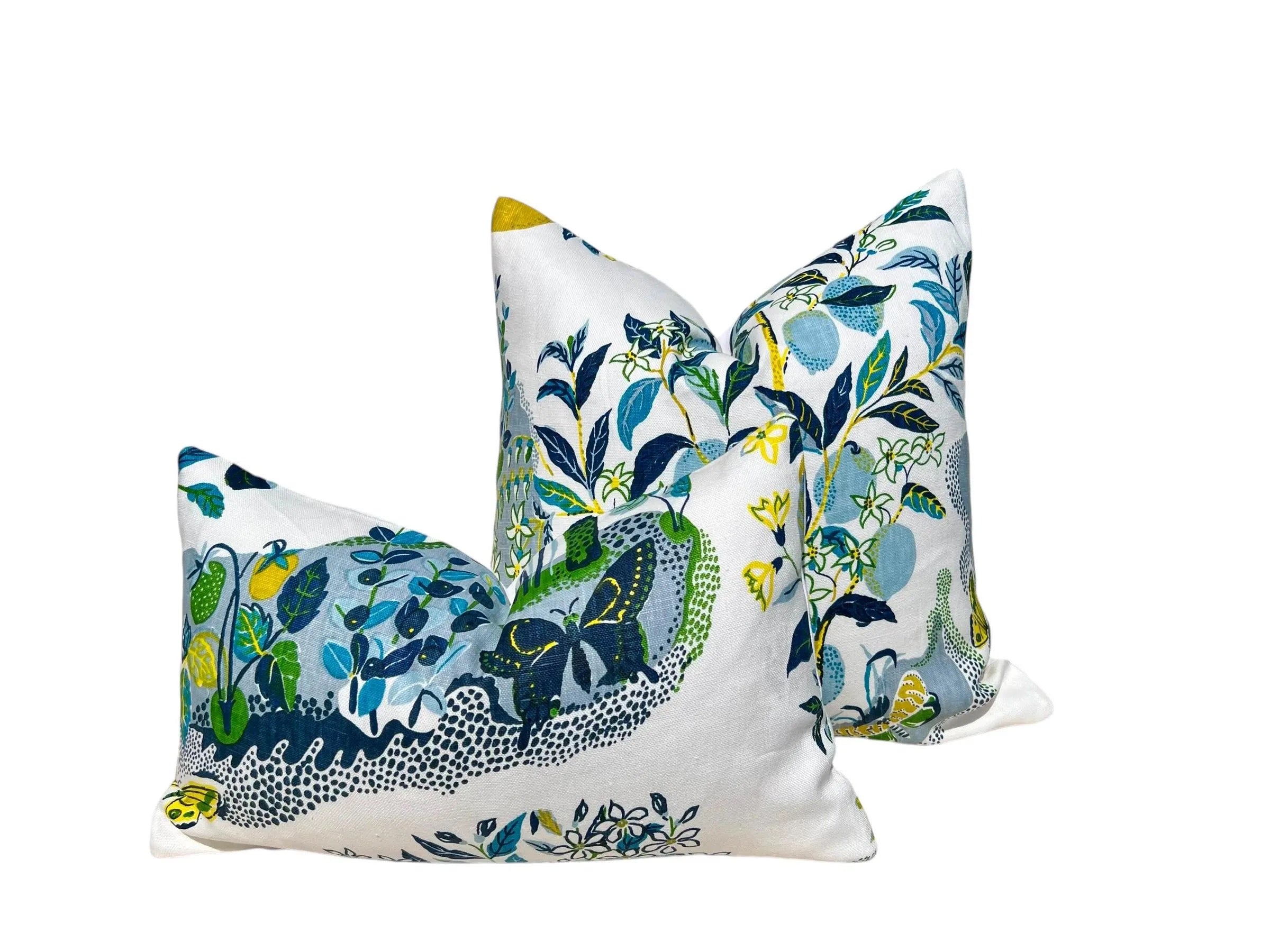 Sale!!!!! Price is for 2 12"X20" Schumacher Citrus Garden Linen Pillow Cover in Pool.