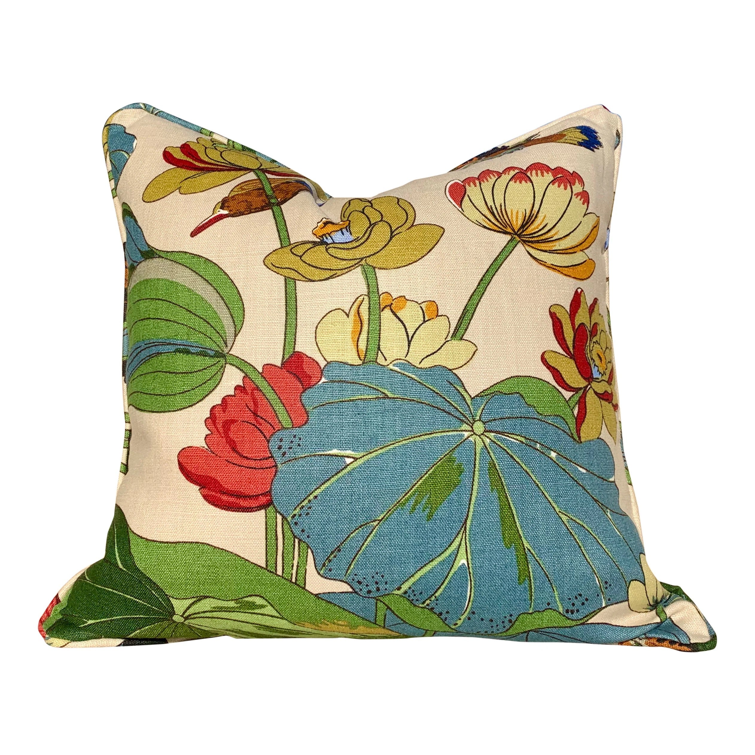 Sale!!!!! Price is for 2 - 14"X16" Ready to Ship GP J Baker Nympheus Linen Pillow Cover in Green and Blue, Insert is Not included, Knife Edge Finish.