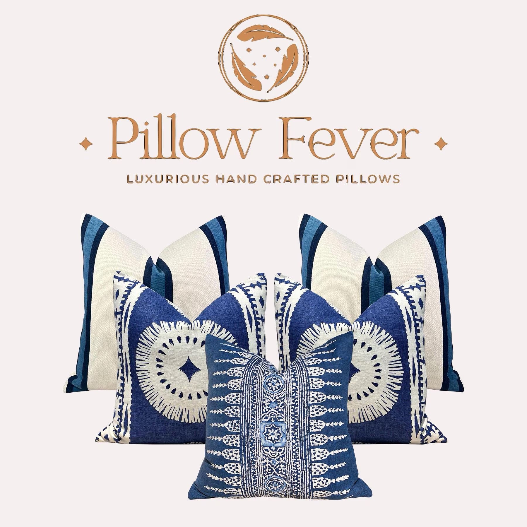 Sale!!! 1 18"X18" Ready to Ship Thibaut Abito Stripe Woven Pillow Cover - White, Navy