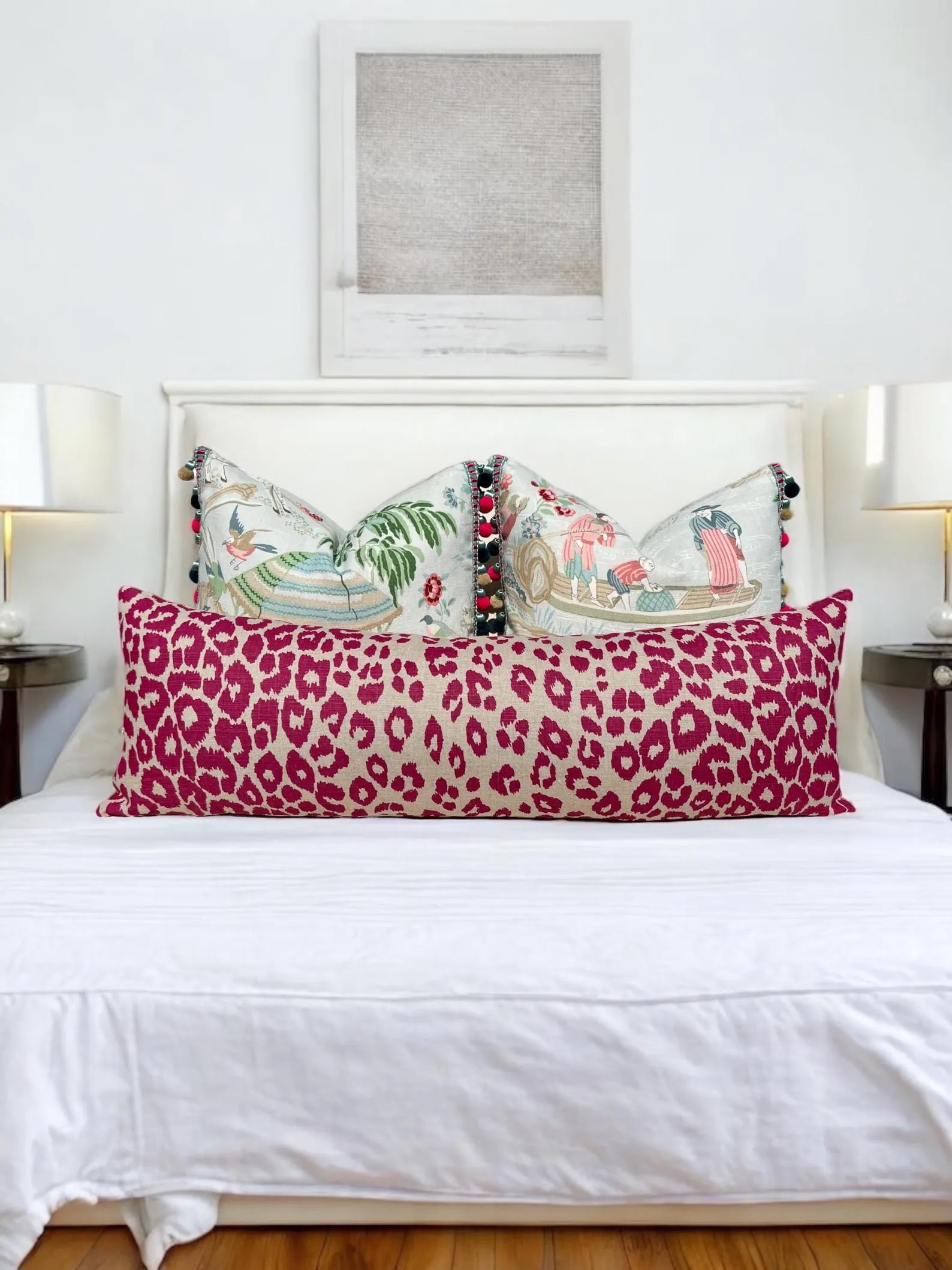 Schumacher Iconic Leopard Pillow in Fuchsia.