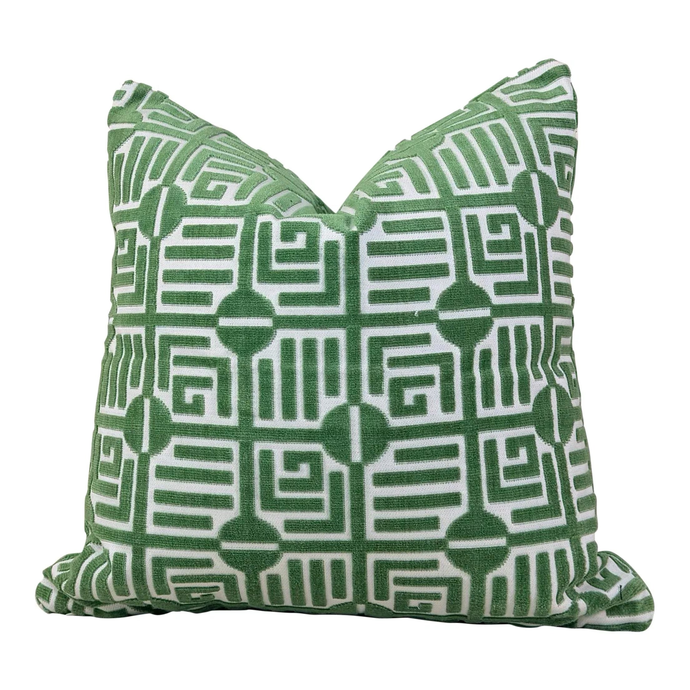 Thibaut Labyrinth Velvet Pillow - Green