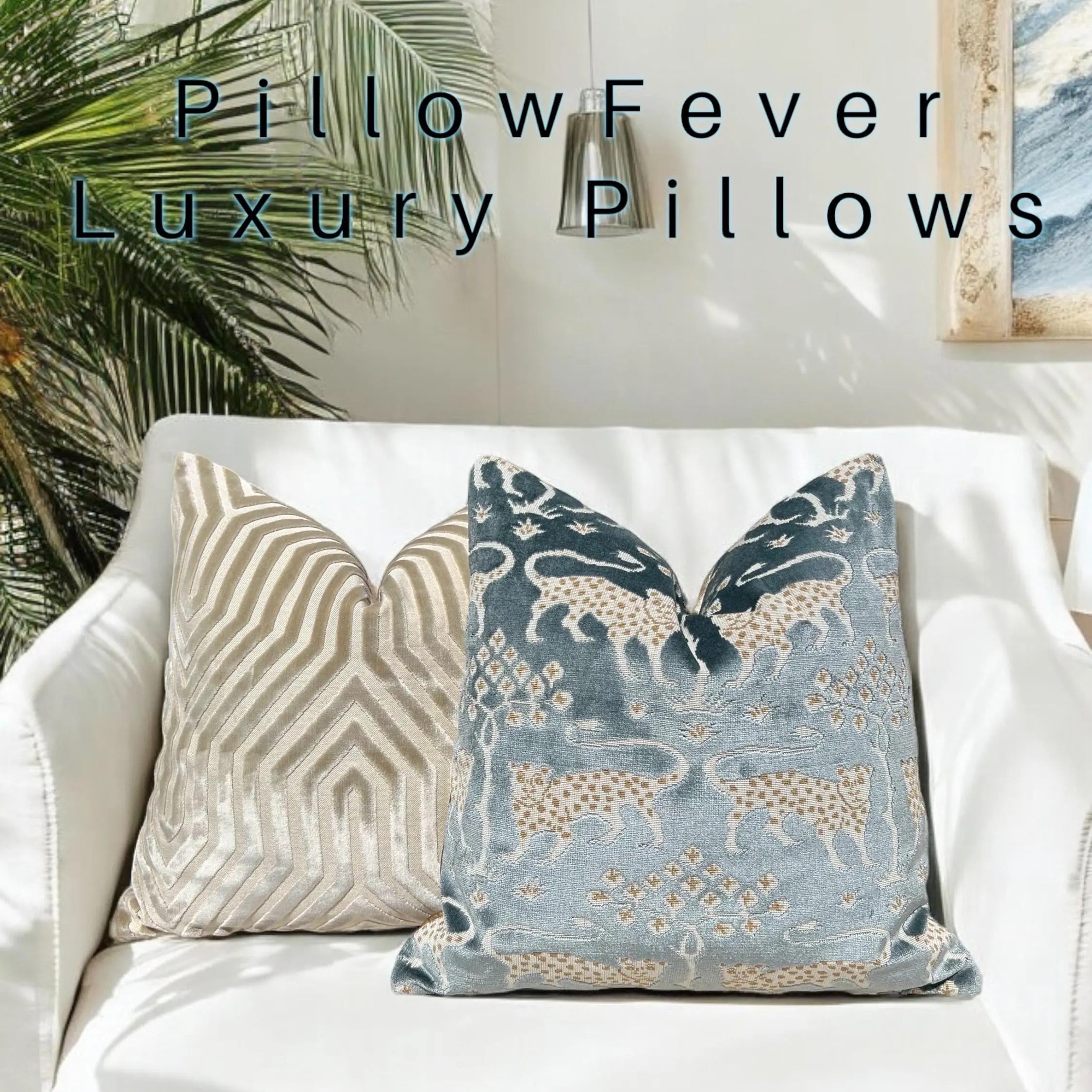 Schumacher Woodland Velvet Pillow Mineral.