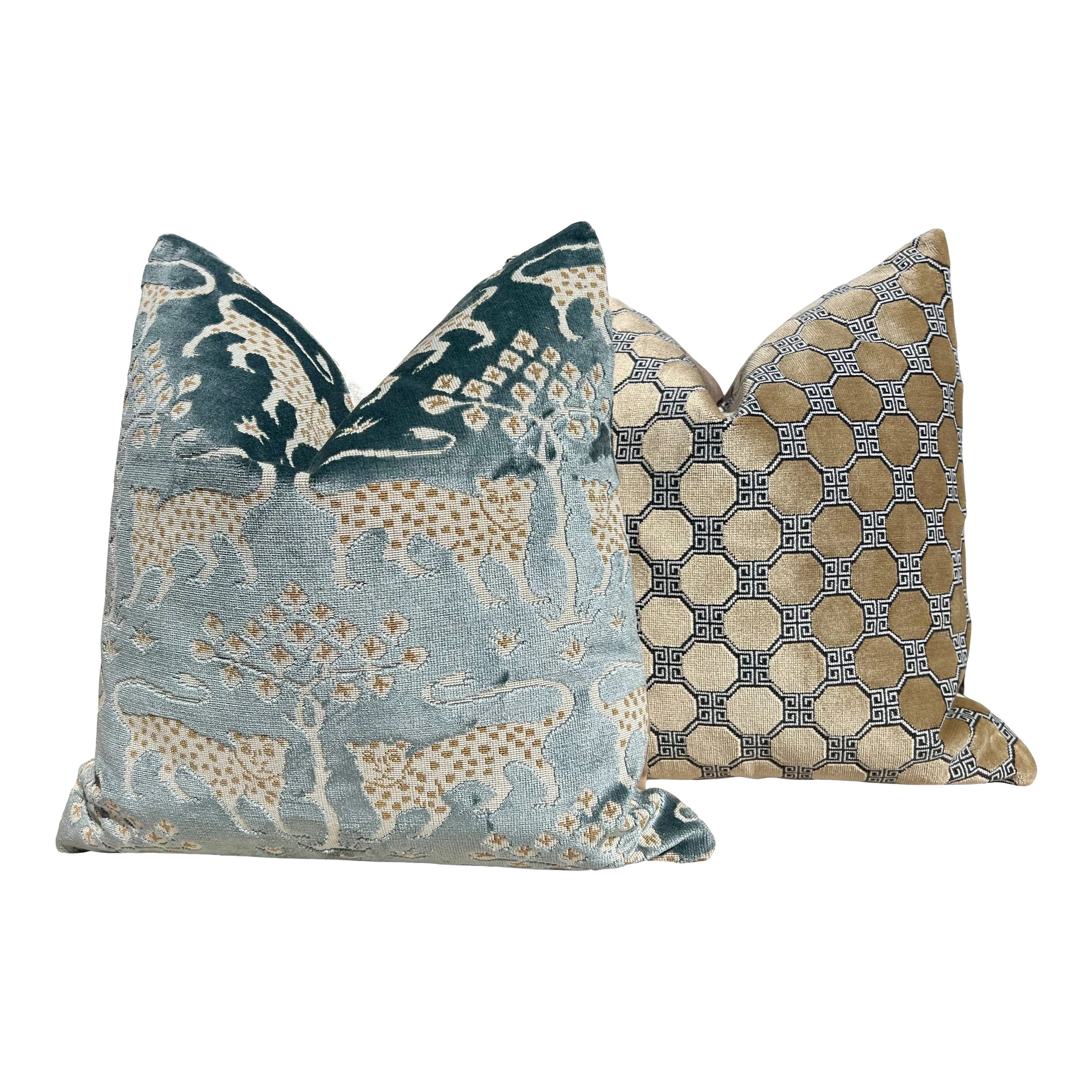 Schumacher Woodland Velvet Pillow Mineral.