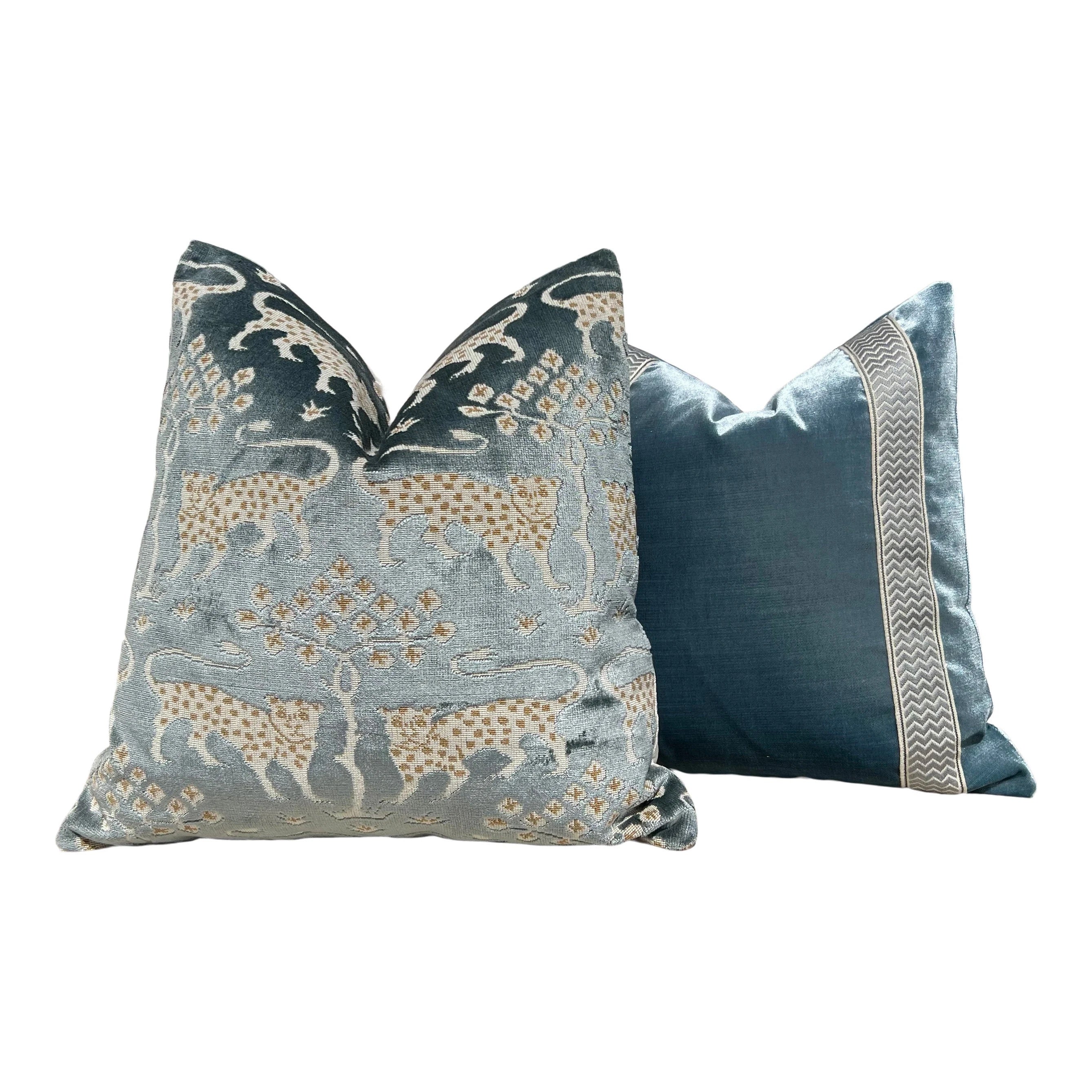Schumacher Woodland Velvet Pillow Mineral.