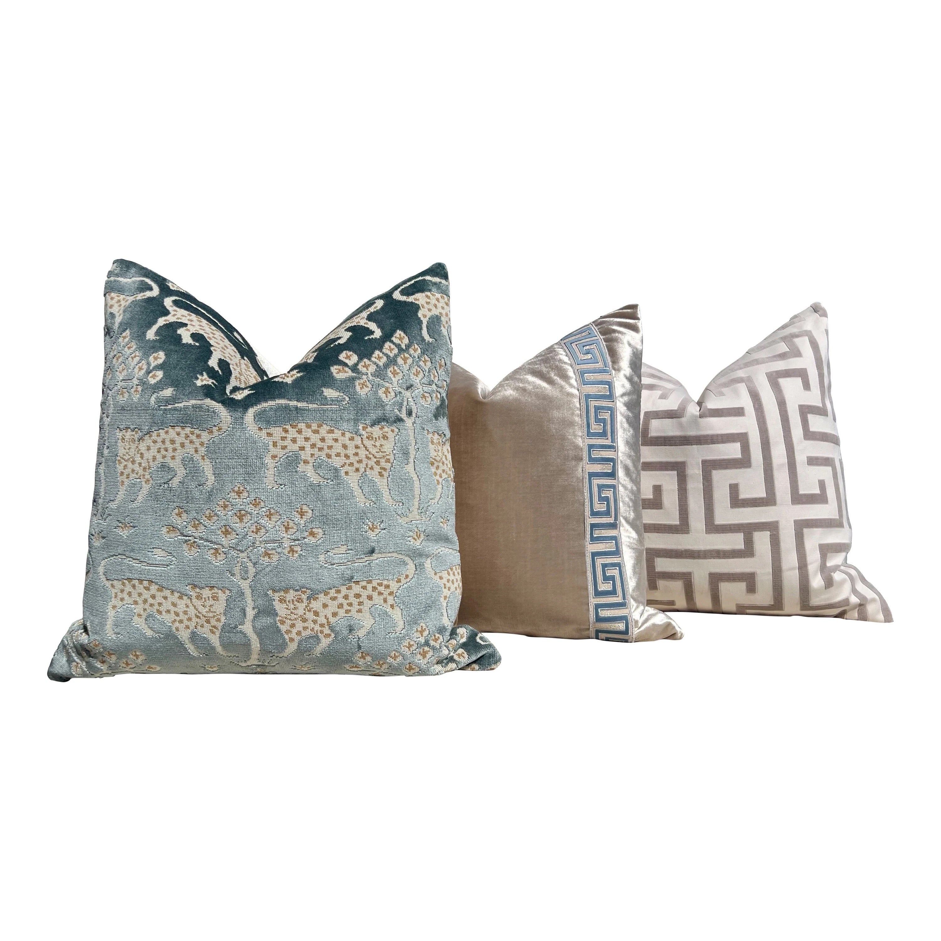 Schumacher Woodland Velvet Pillow Mineral.
