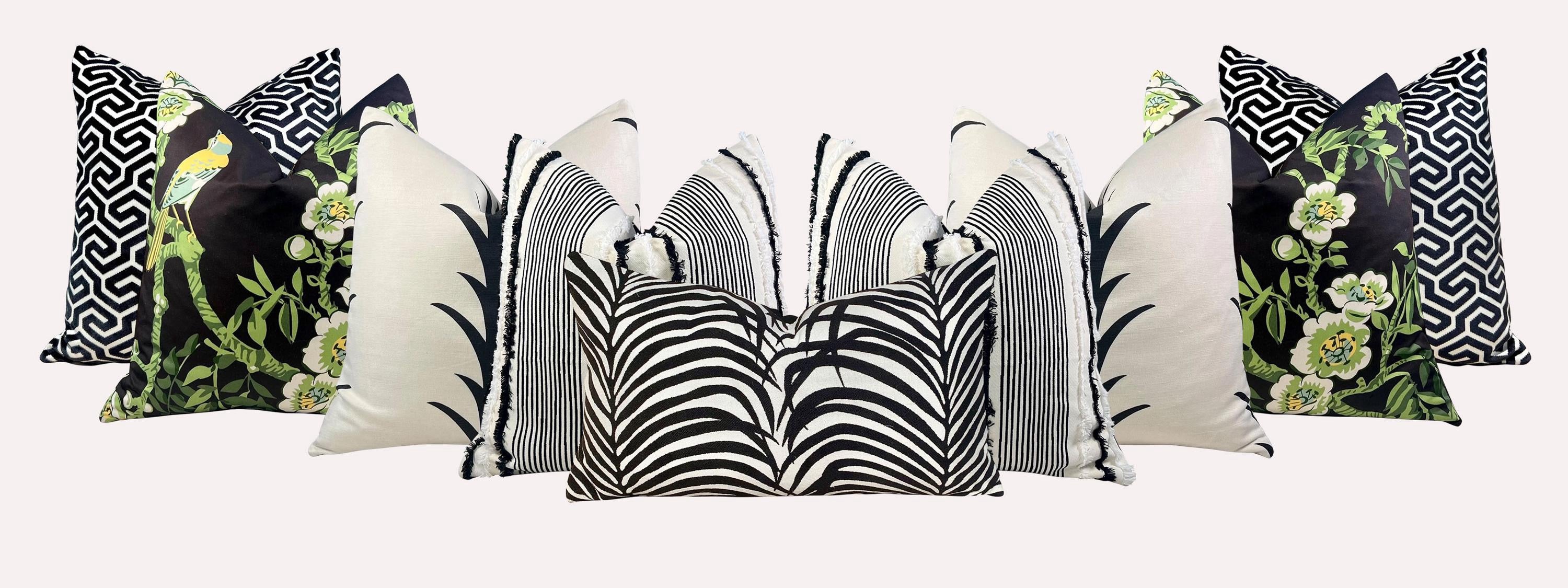 Schumacher Billy Indoor/Outdoor Decorative Pillow Black and White.