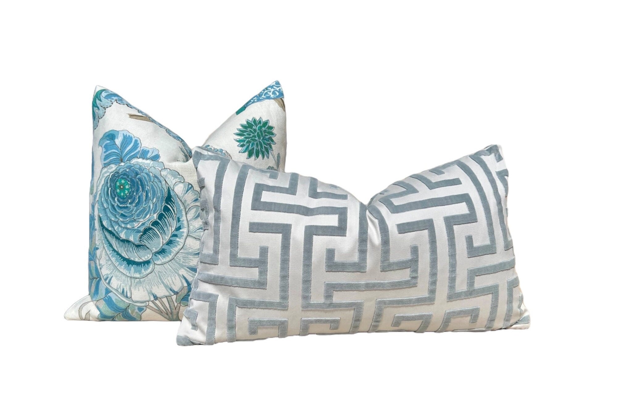 Schumacher Indian Arbre Pillow in Turquoise.