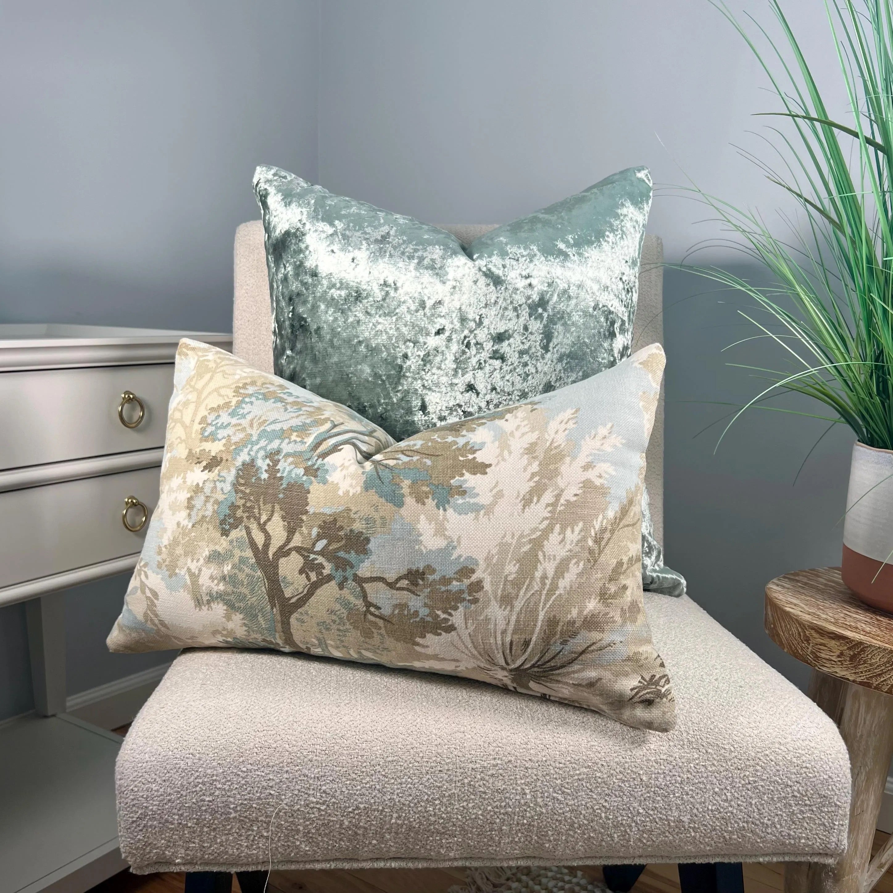 Thibaut Lincoln Pillow Beige and Spa Blue.