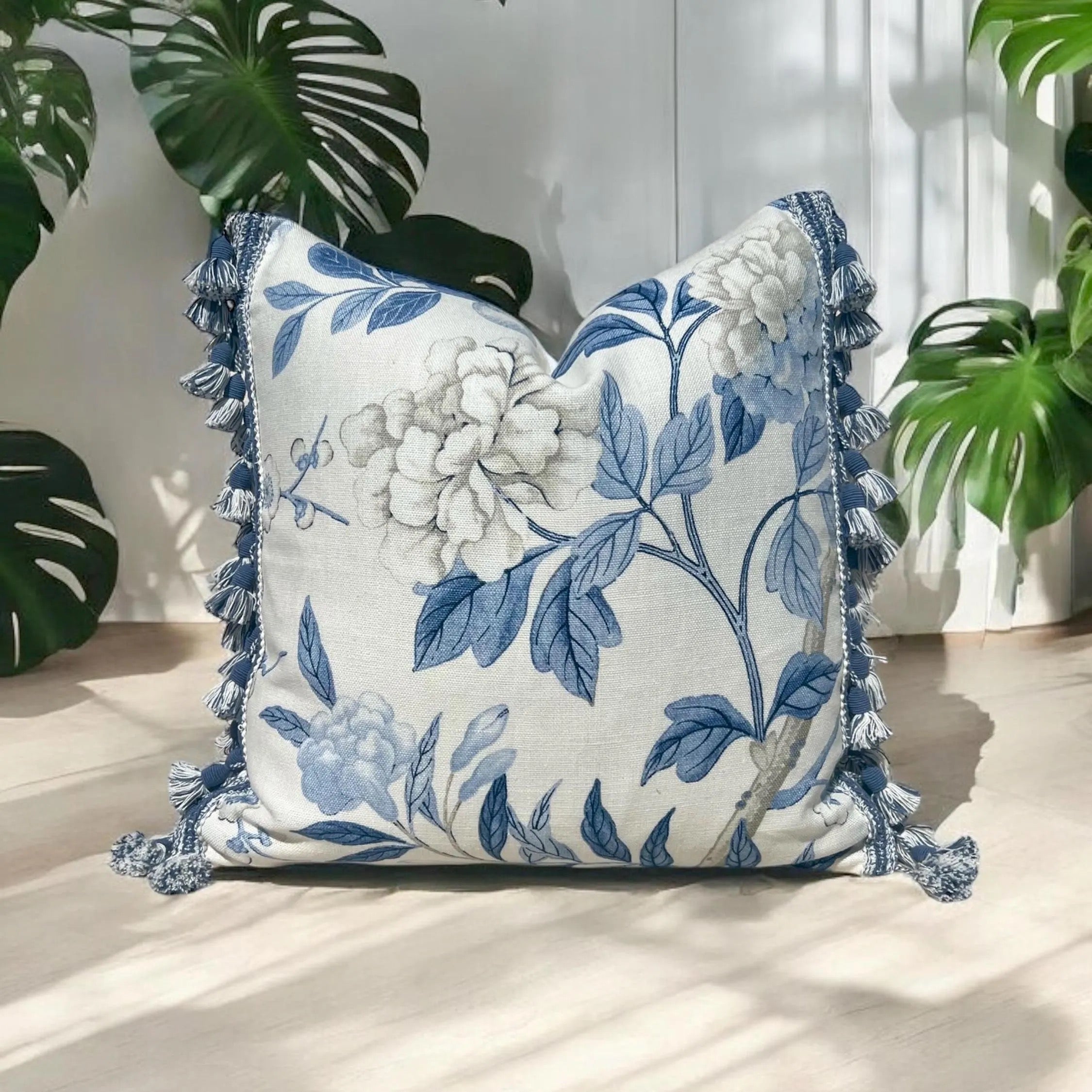 Emperors Garden Pillow in Porcelain Blue.
