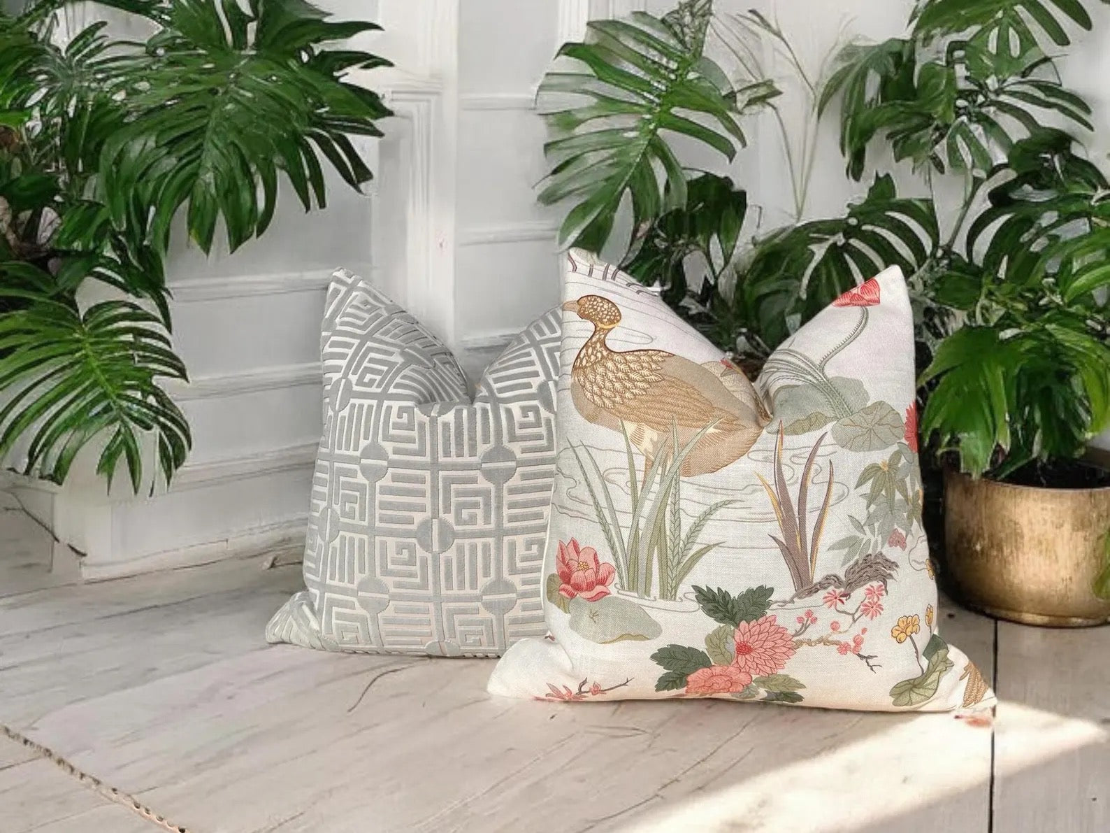 Lee Jofa Luzon Pillow in Spring.