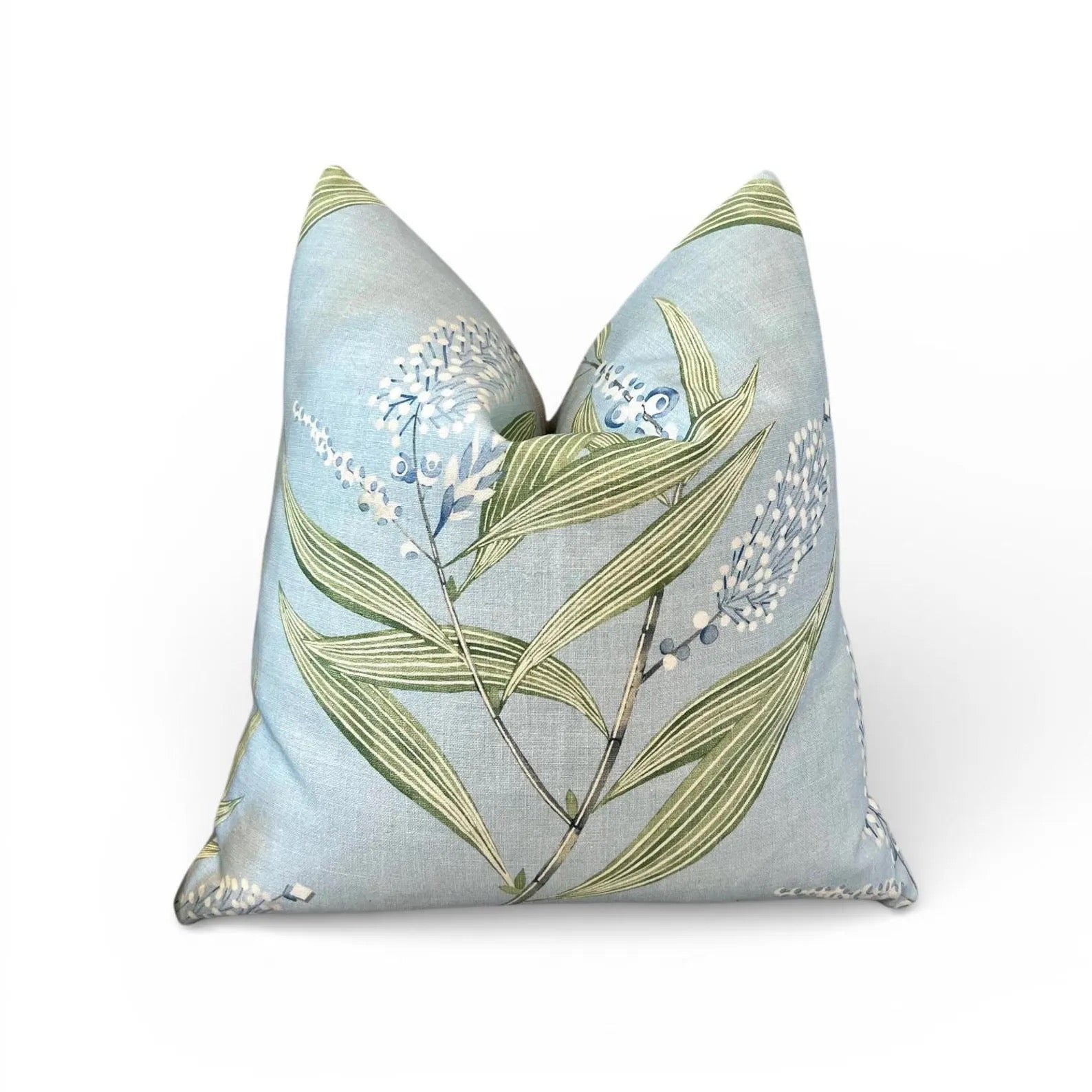 Thibaut Winter Bud Floral Pillow -Sky Blue.