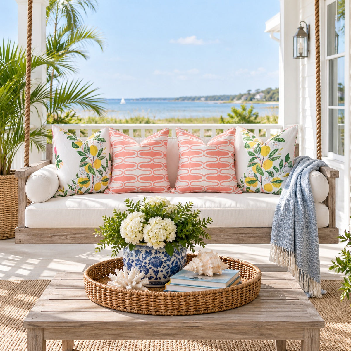 Thibaut Saraband Outdoor Decorative Pillow - Seashell Pink