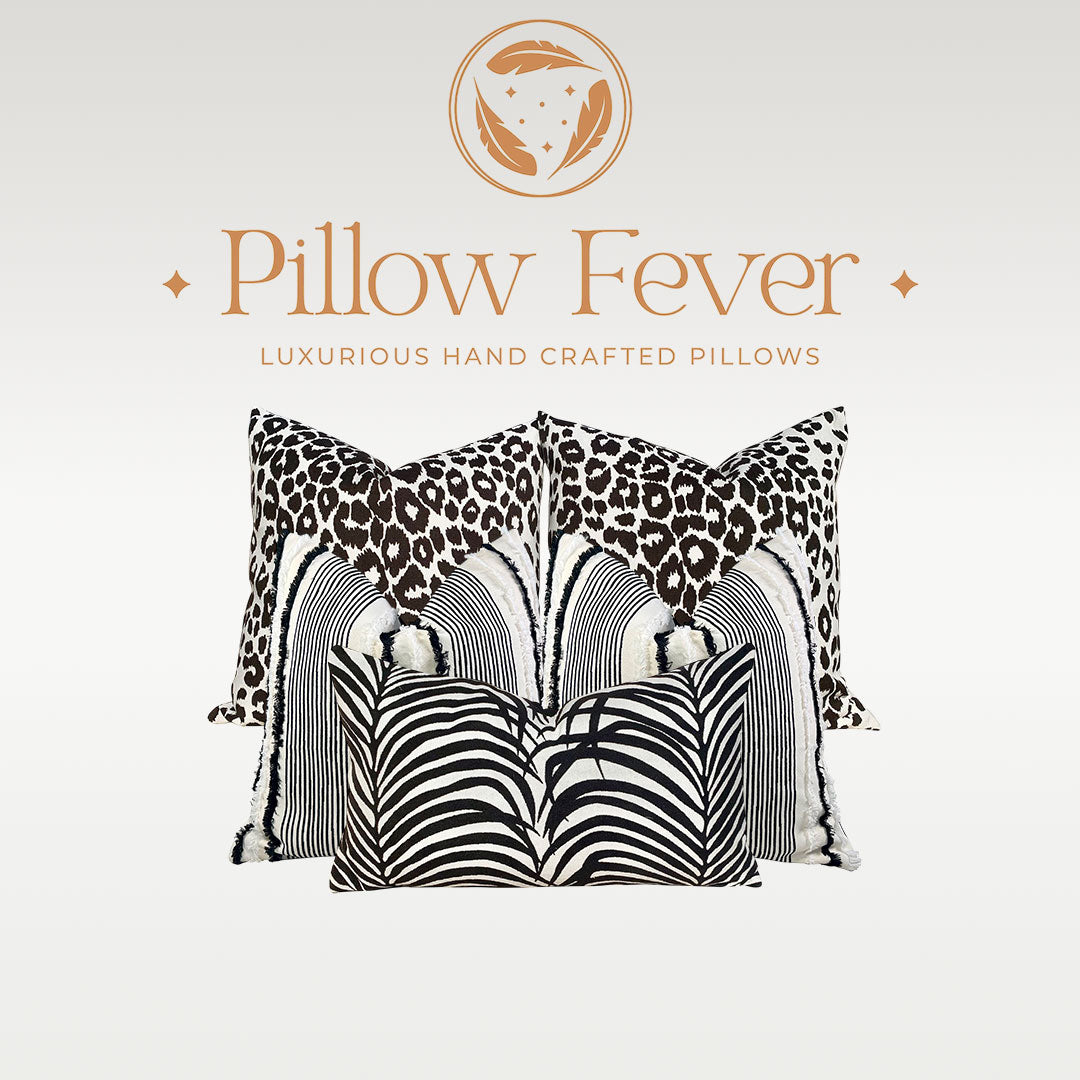 Schumacher Zebra Palm Outdoor Pillow - Black, White
