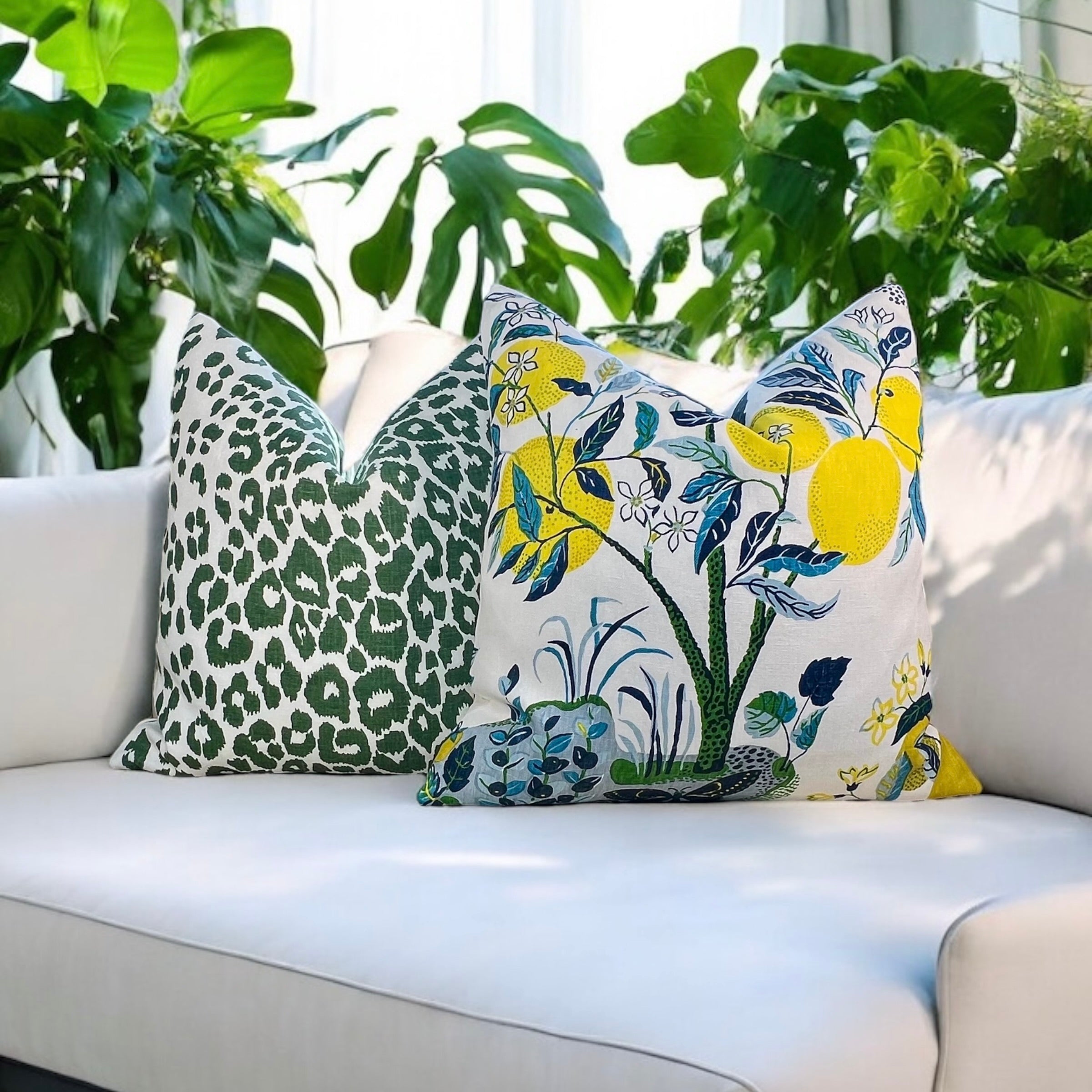 Schumacher Citrus Garden Pillow in Pool