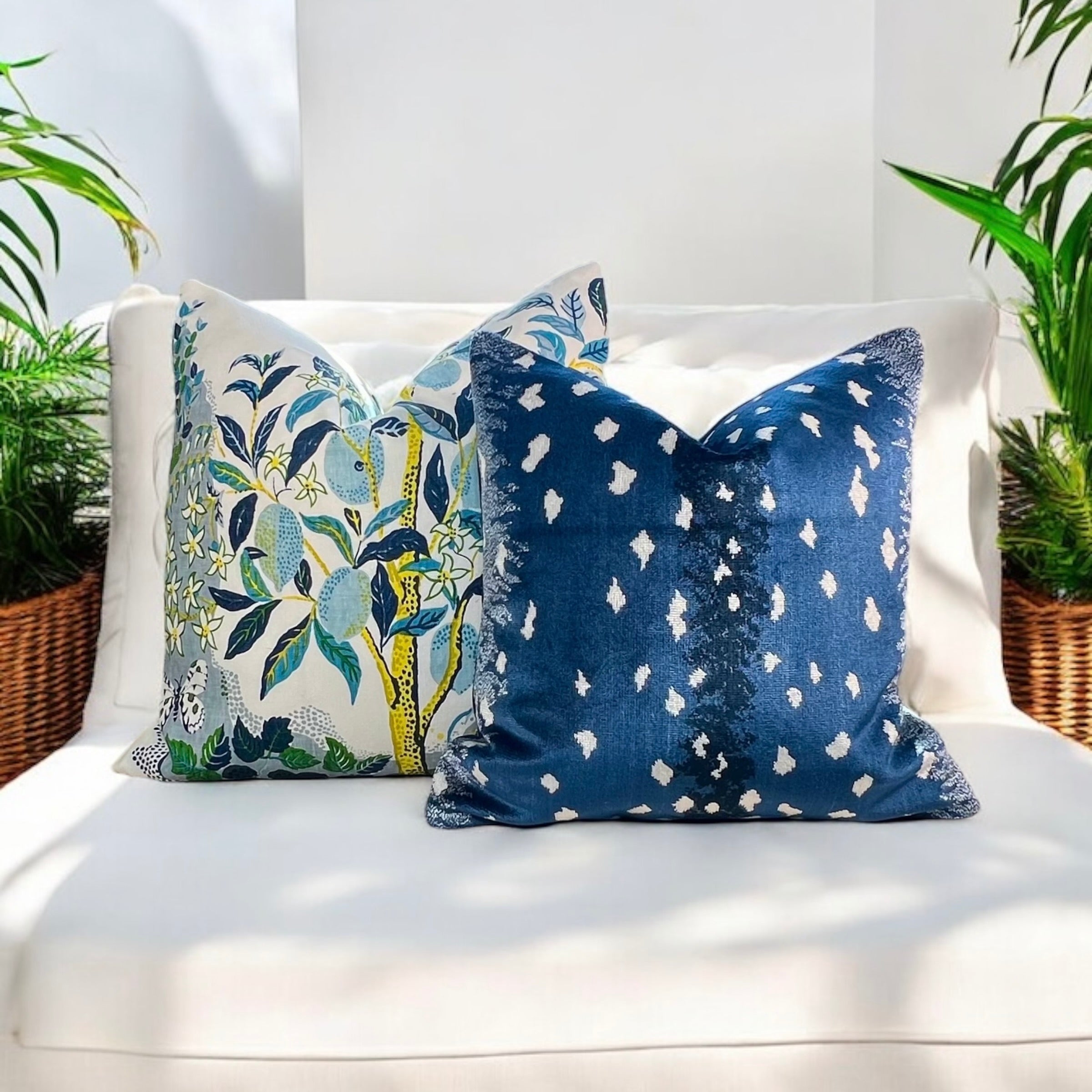 Schumacher Citrus Garden Pillow in Pool
