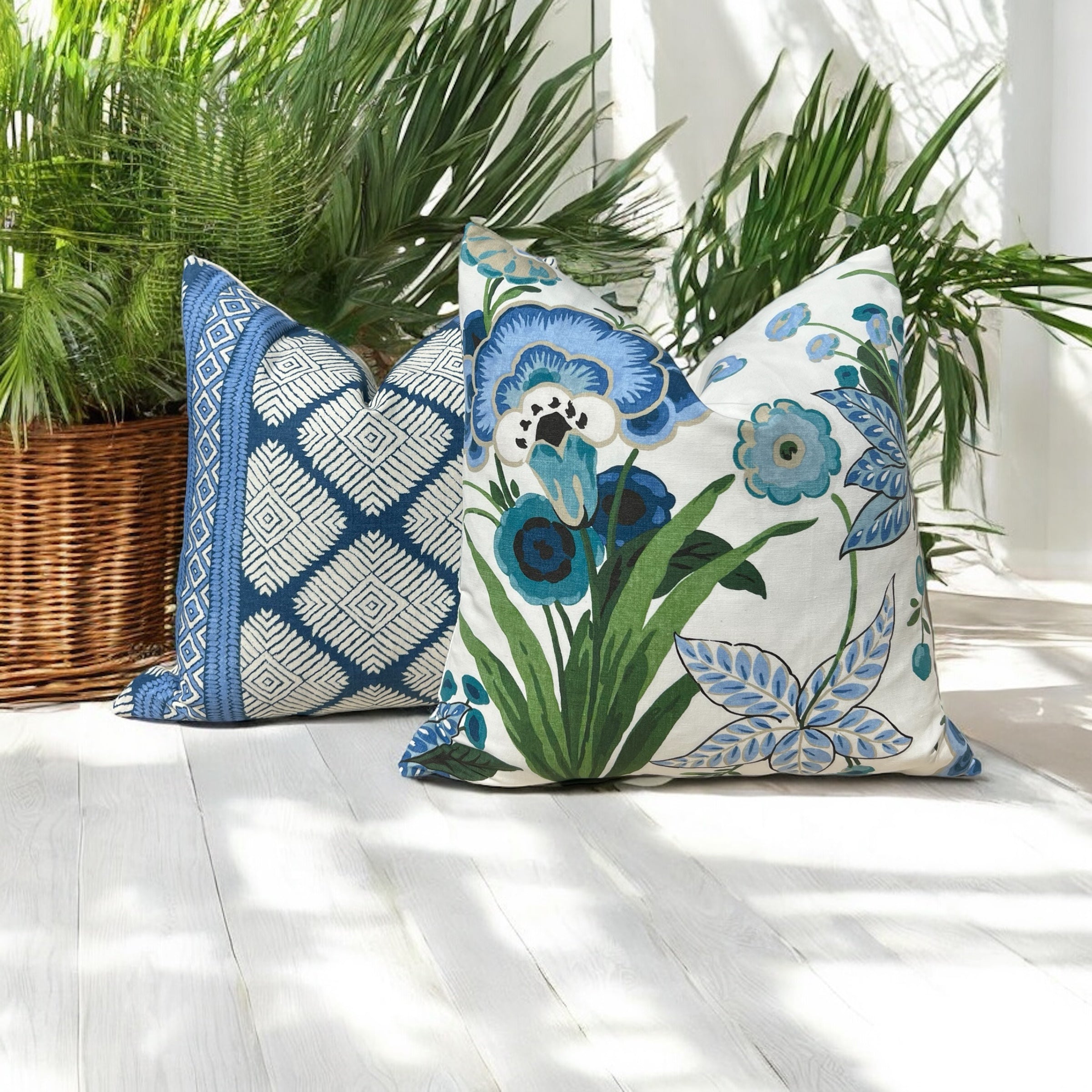 Thibaut Austin Striped Pillow in Blue.