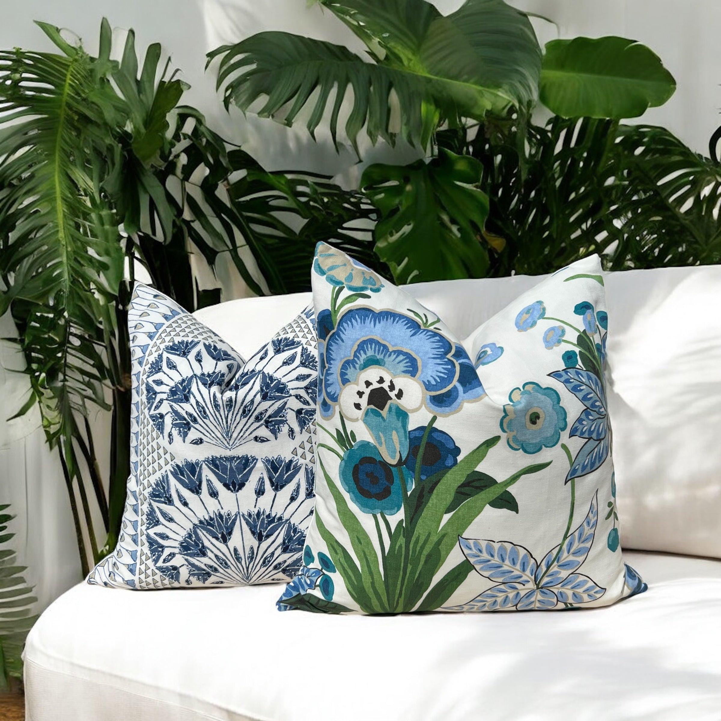Thiabut Pasadena Floral Pillow in Blue and Green.