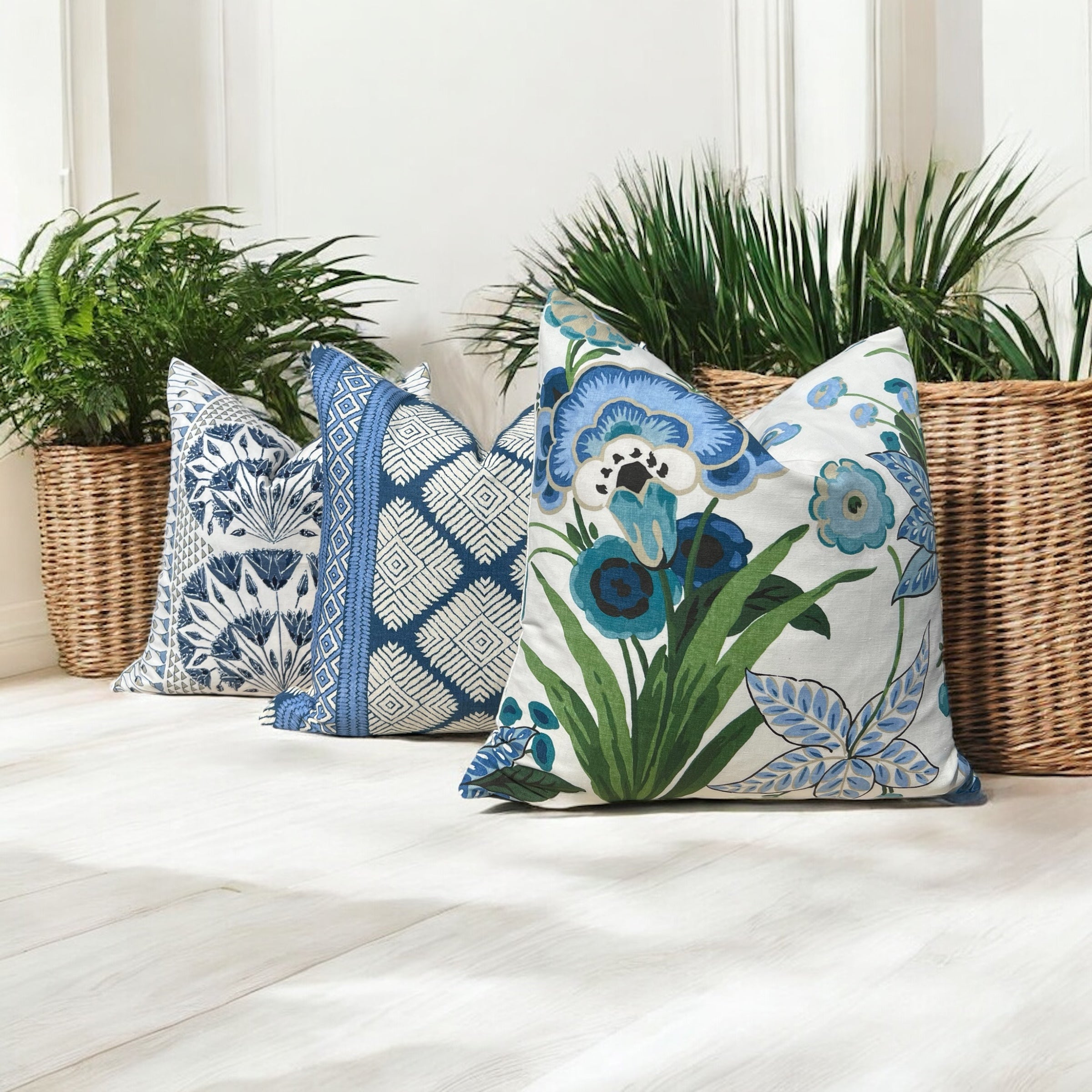 Thibaut Austin Striped Pillow in Blue.