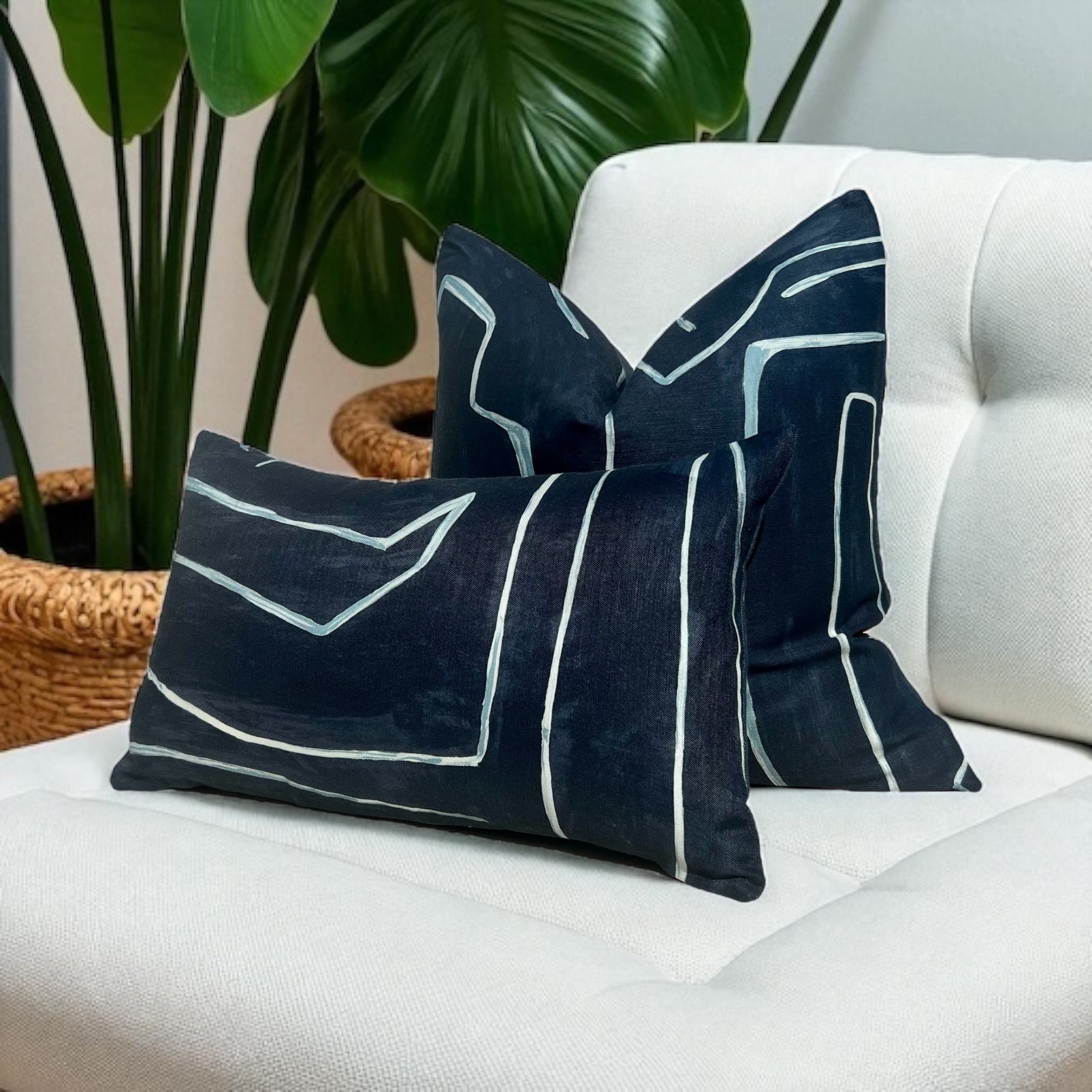 Lee Jofa Graffito Pillow in Navy