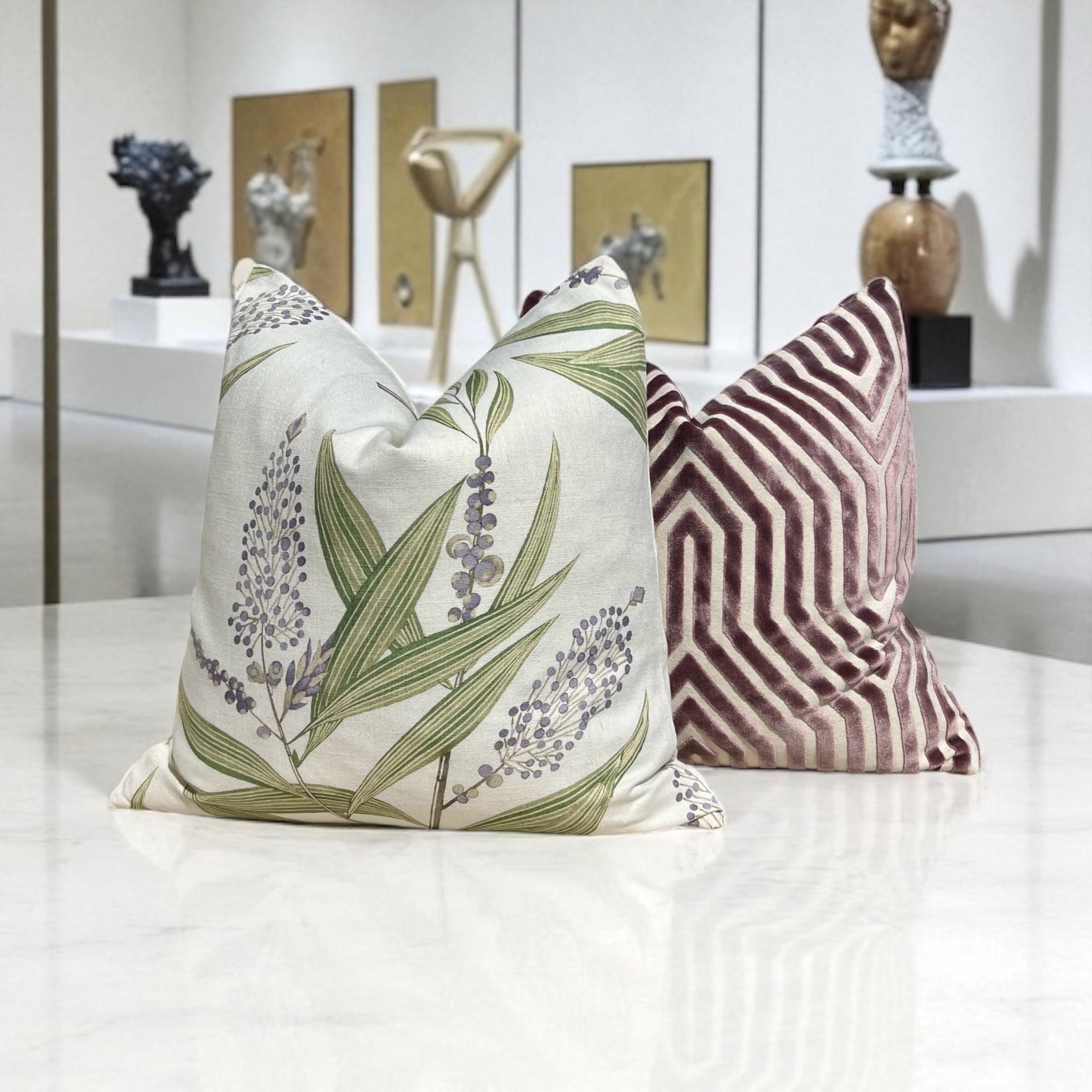 Thiabut Winter Bud Floral Pillow in Lavender