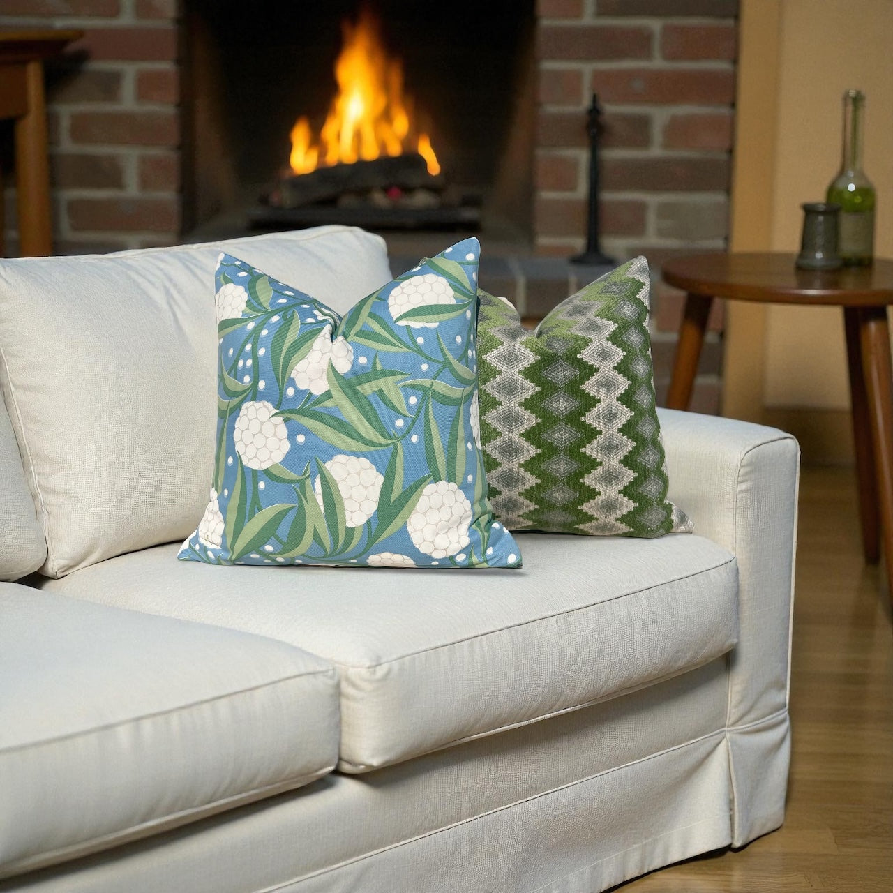 Schumacher Rubus Pillow in Blue and Green