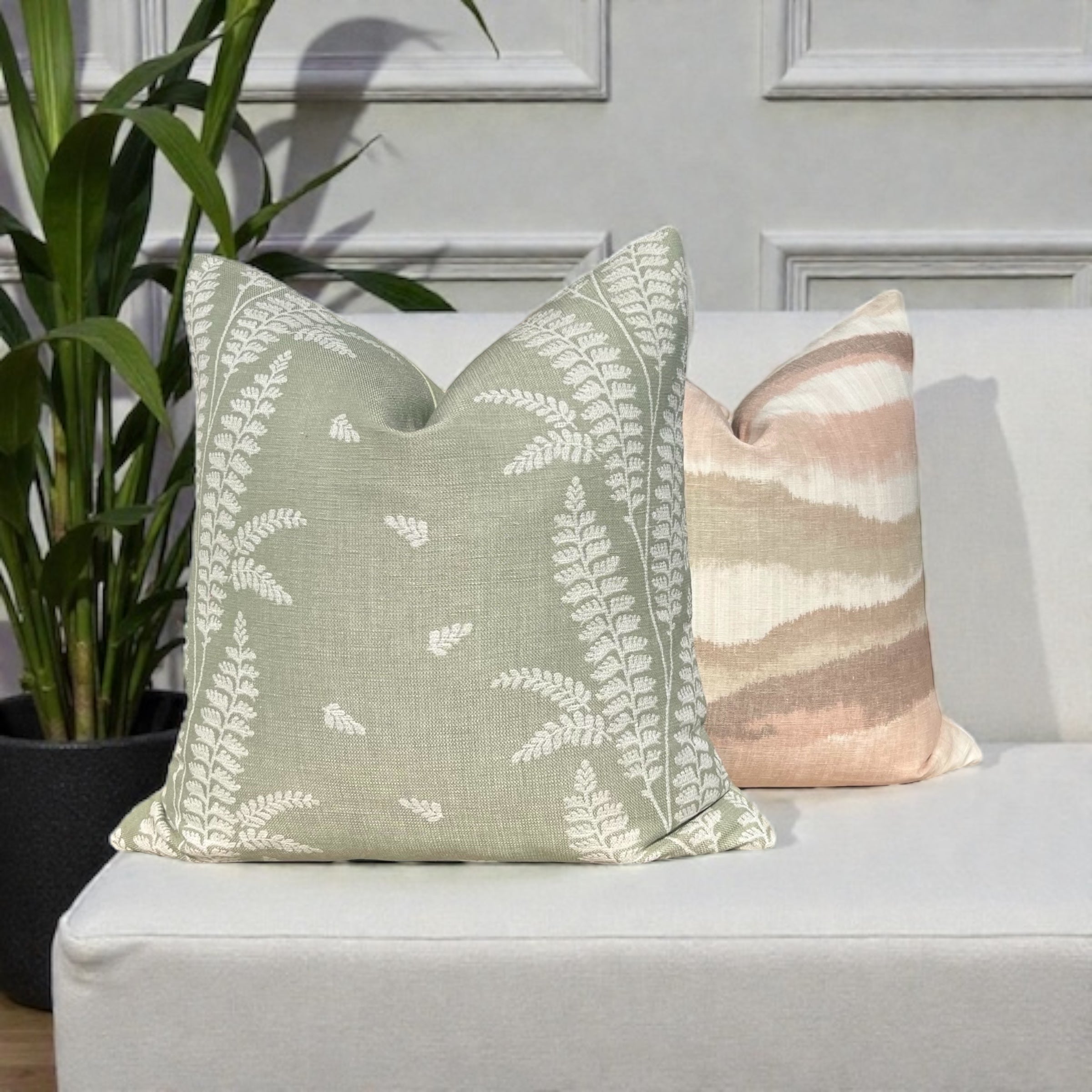 Schumacher Chandler Warp Linen Pillow Blush, Beige